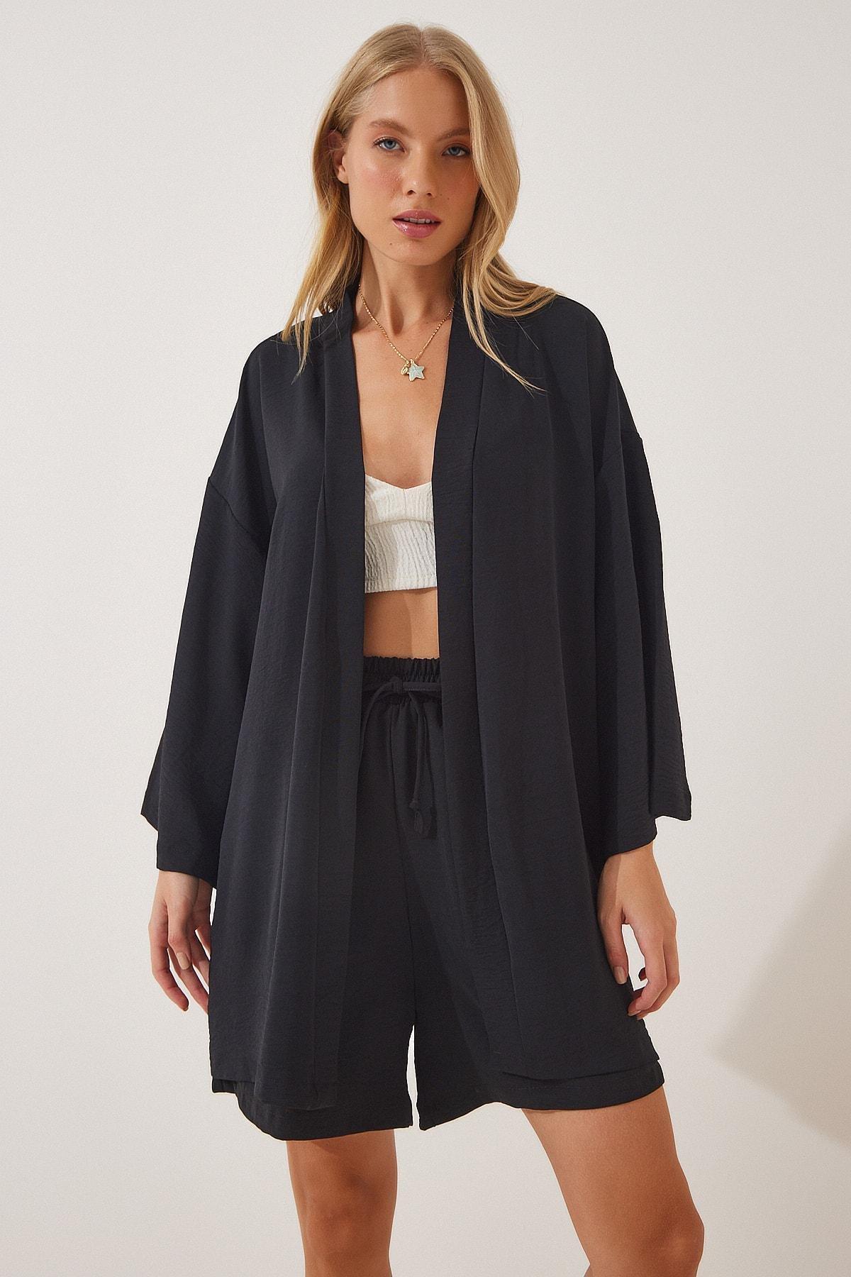 Black V-Neck Co-Ord Set, BLACK, large image number 3