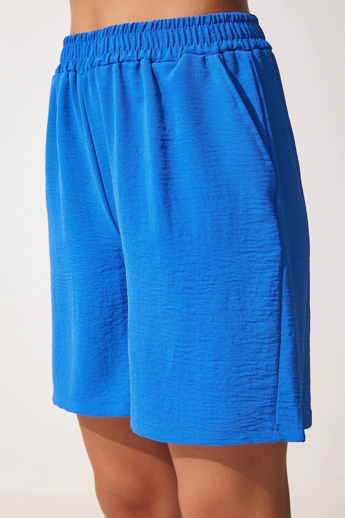 Happiness Istanbul - Blue Flowy Kimono Shorts, Set Of 2