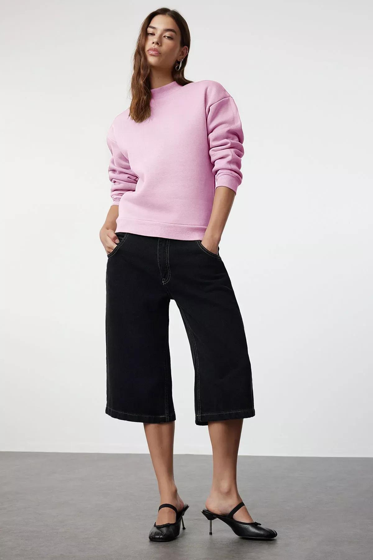 Pink Thick Polar Fleece Turtleneck Sweatshirt, , large image number 1