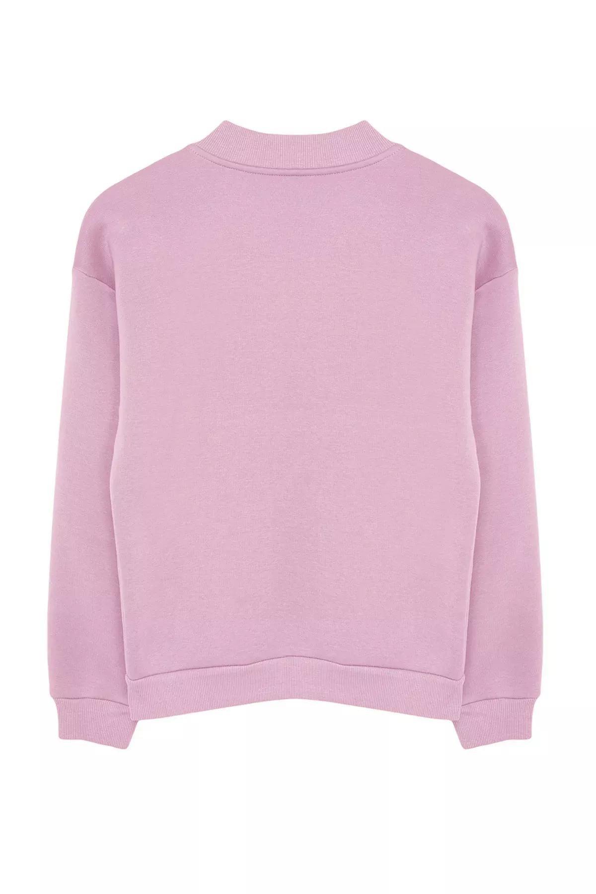 Pink Thick Polar Fleece Turtleneck Sweatshirt, , large image number 5