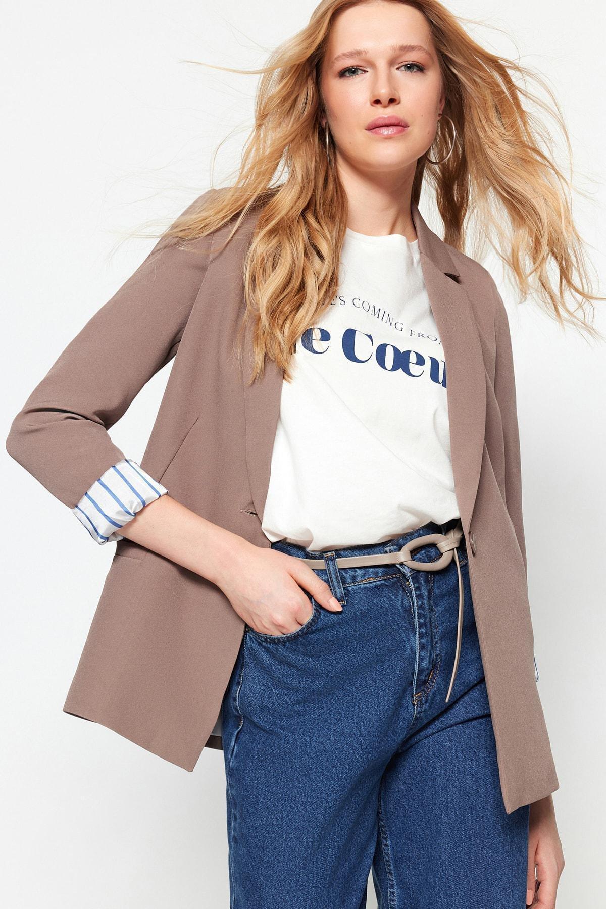 Grey Plain Blazer, , large image number 1
