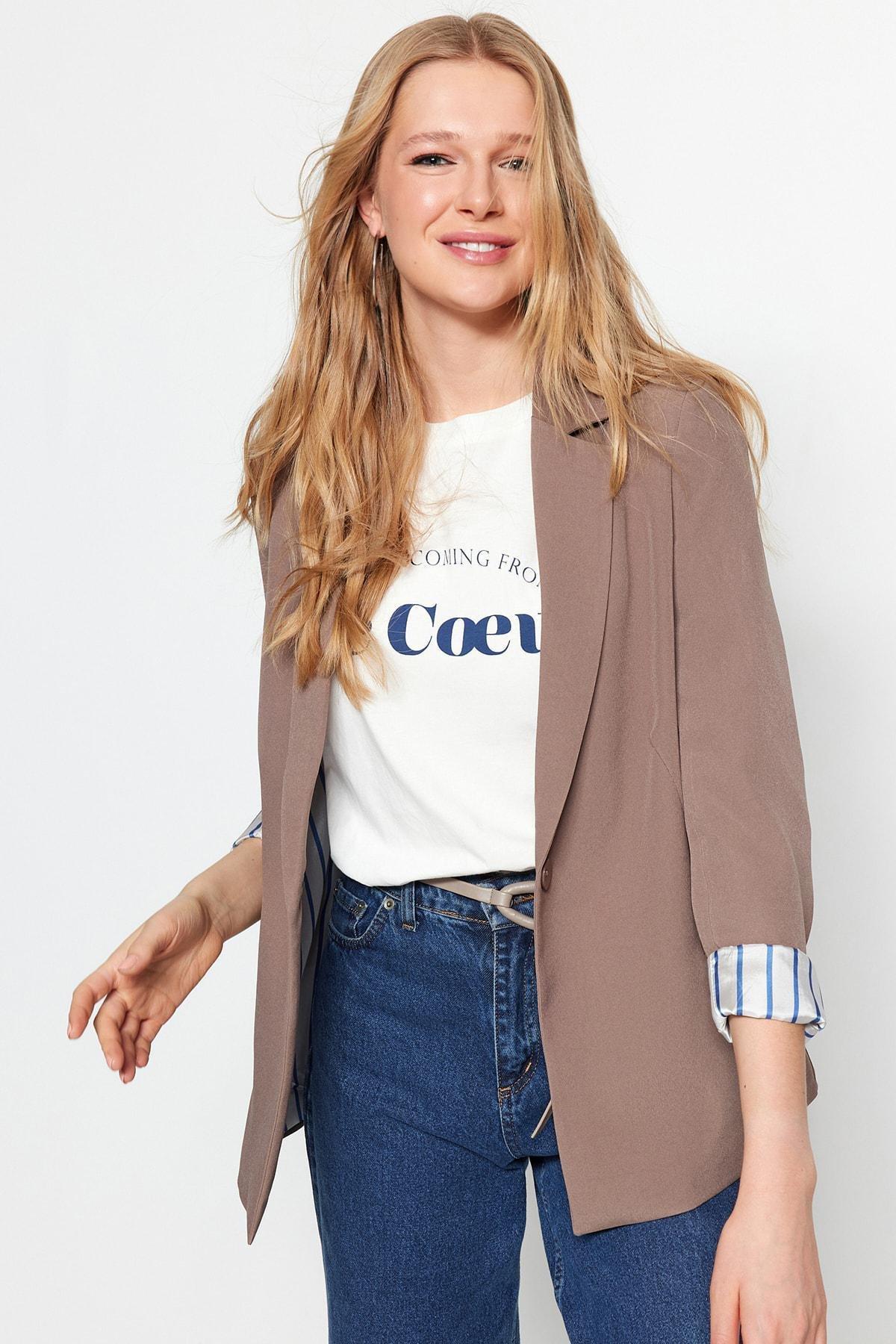 Grey Plain Blazer, , large image number 4