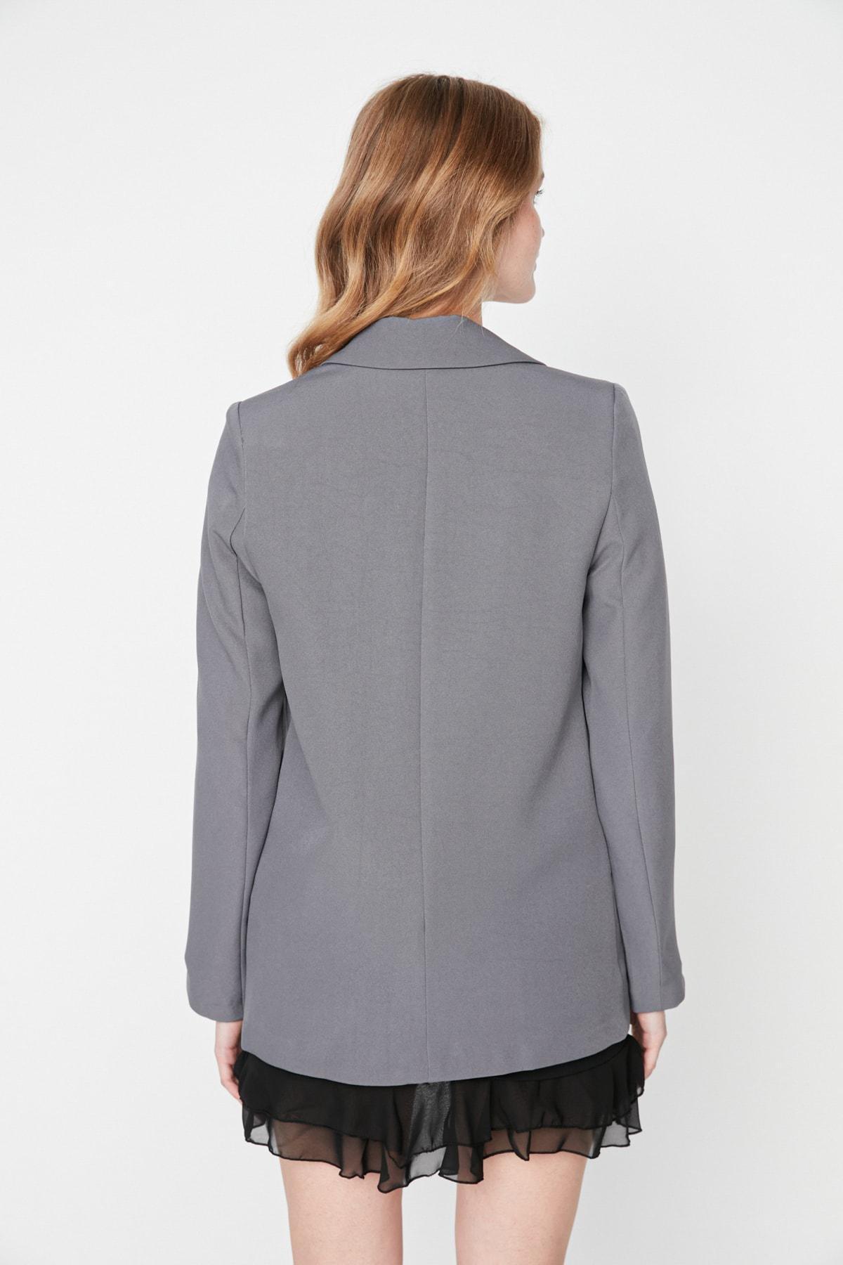Grey Plain Blazer, , large image number 6