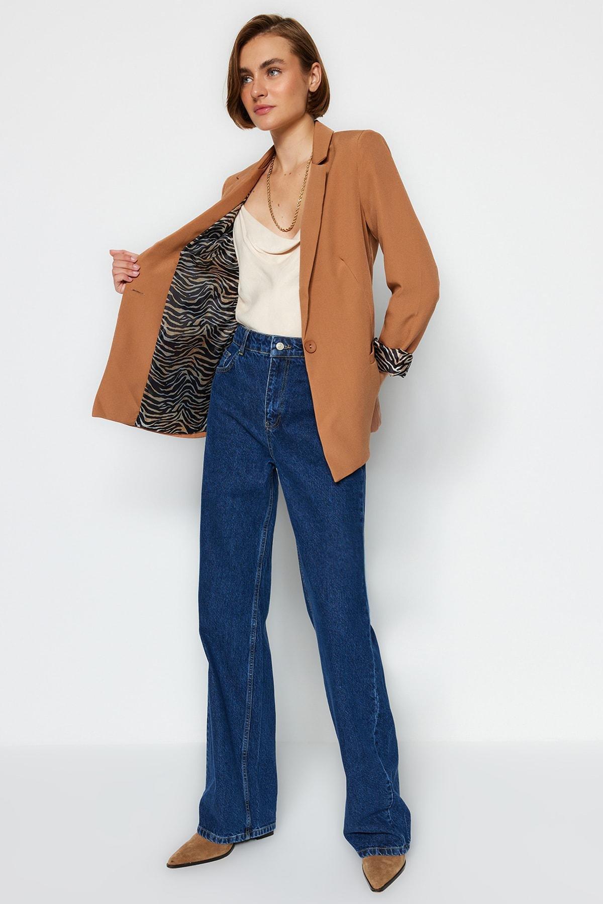 Brown Double-Breasted Blazer, , large image number 8