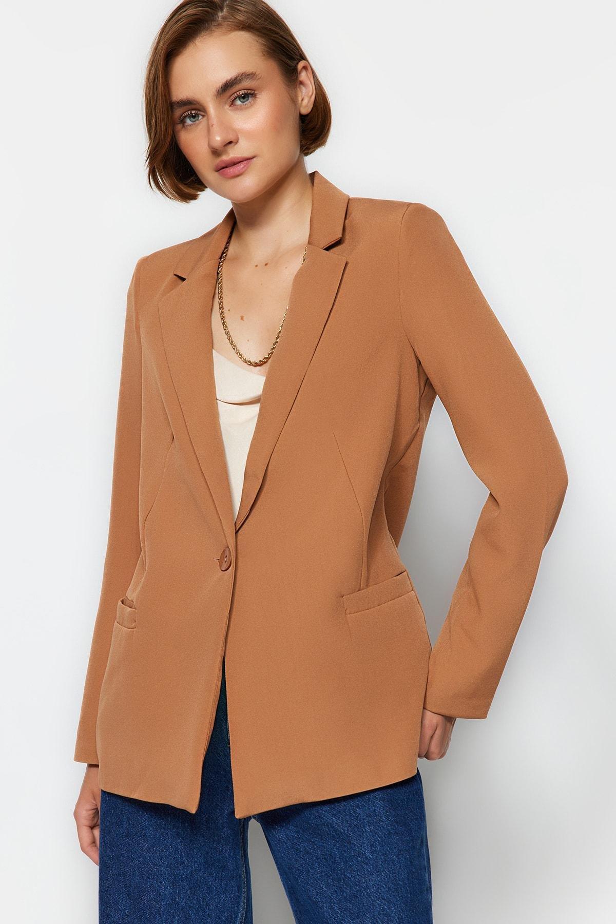 Brown Double-Breasted Blazer, , large image number 11
