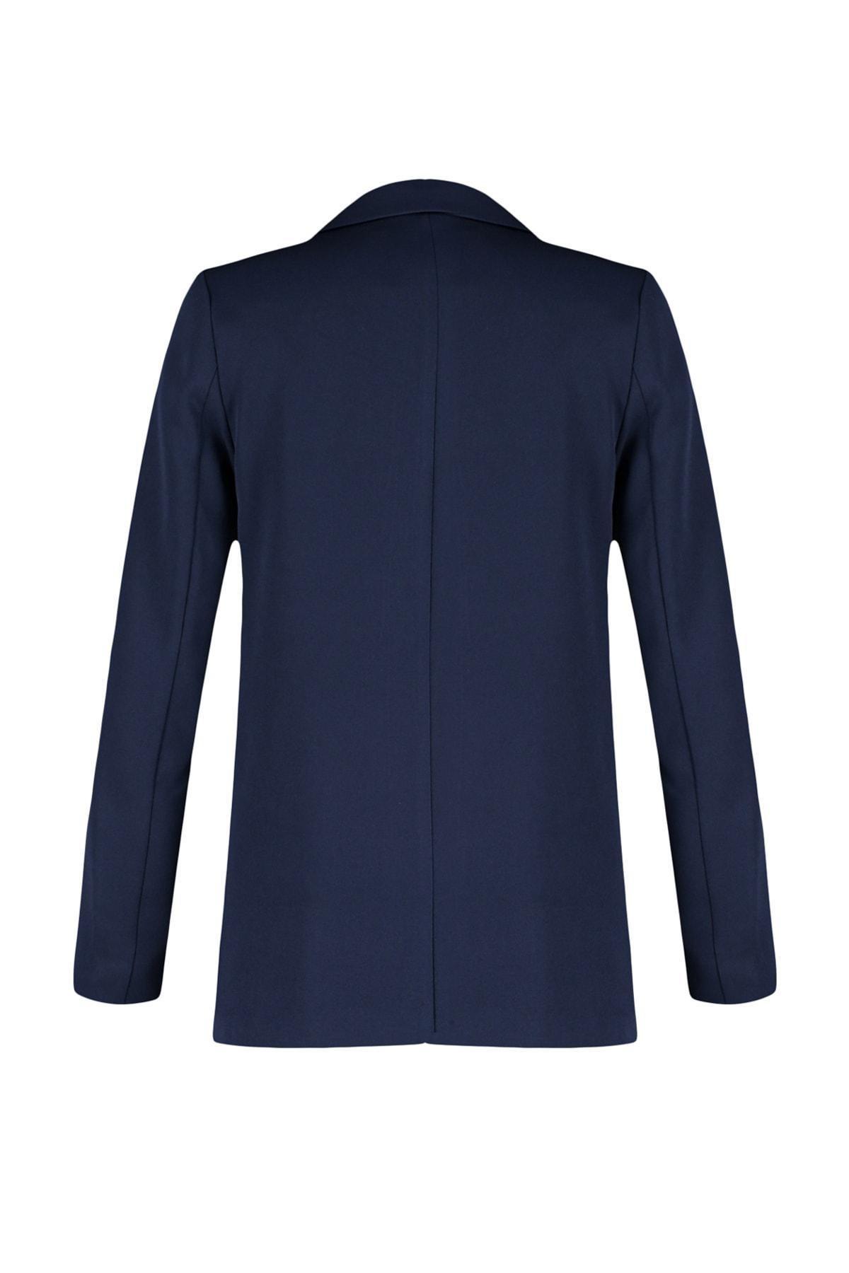 Navy Lapel Collar Blazer, , large image number 6
