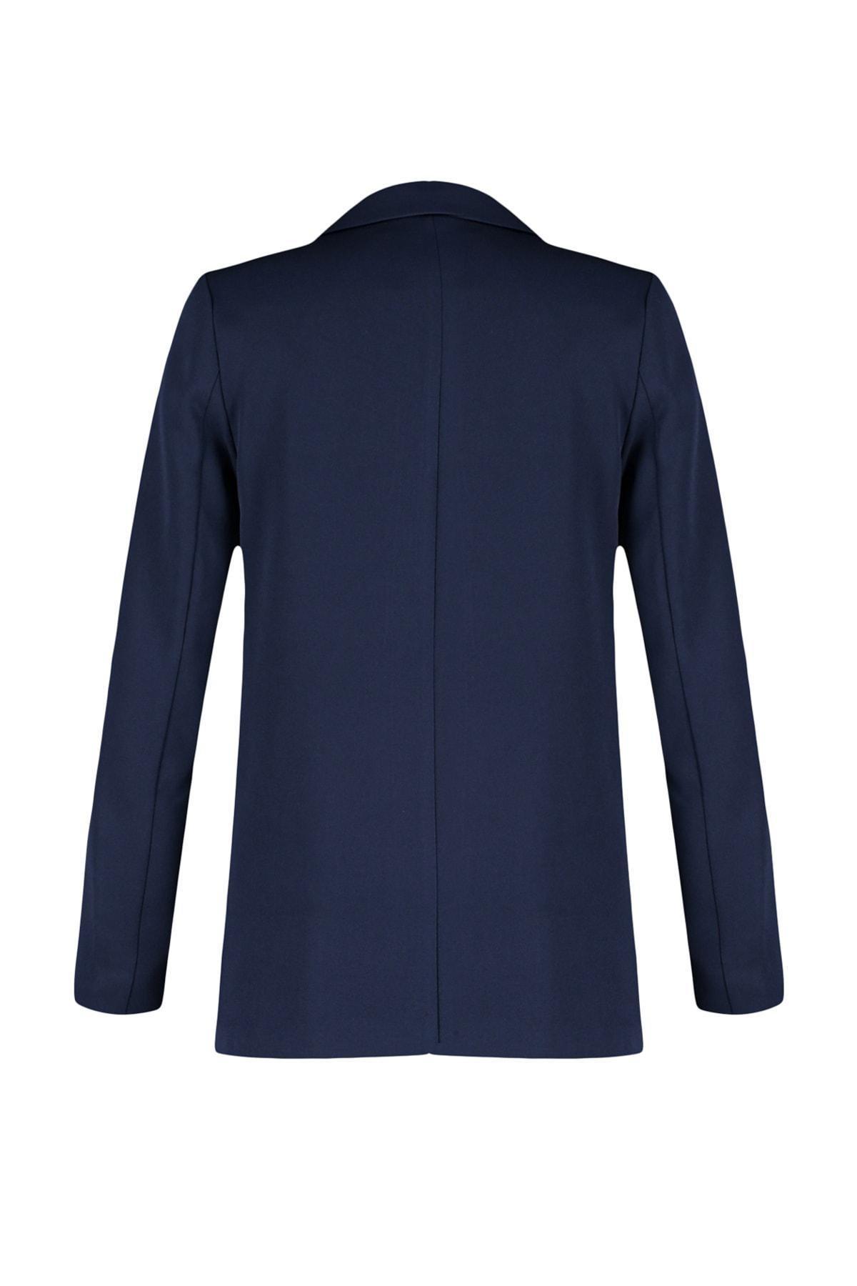 Trendyol - Navy Lapel Collar Blazer