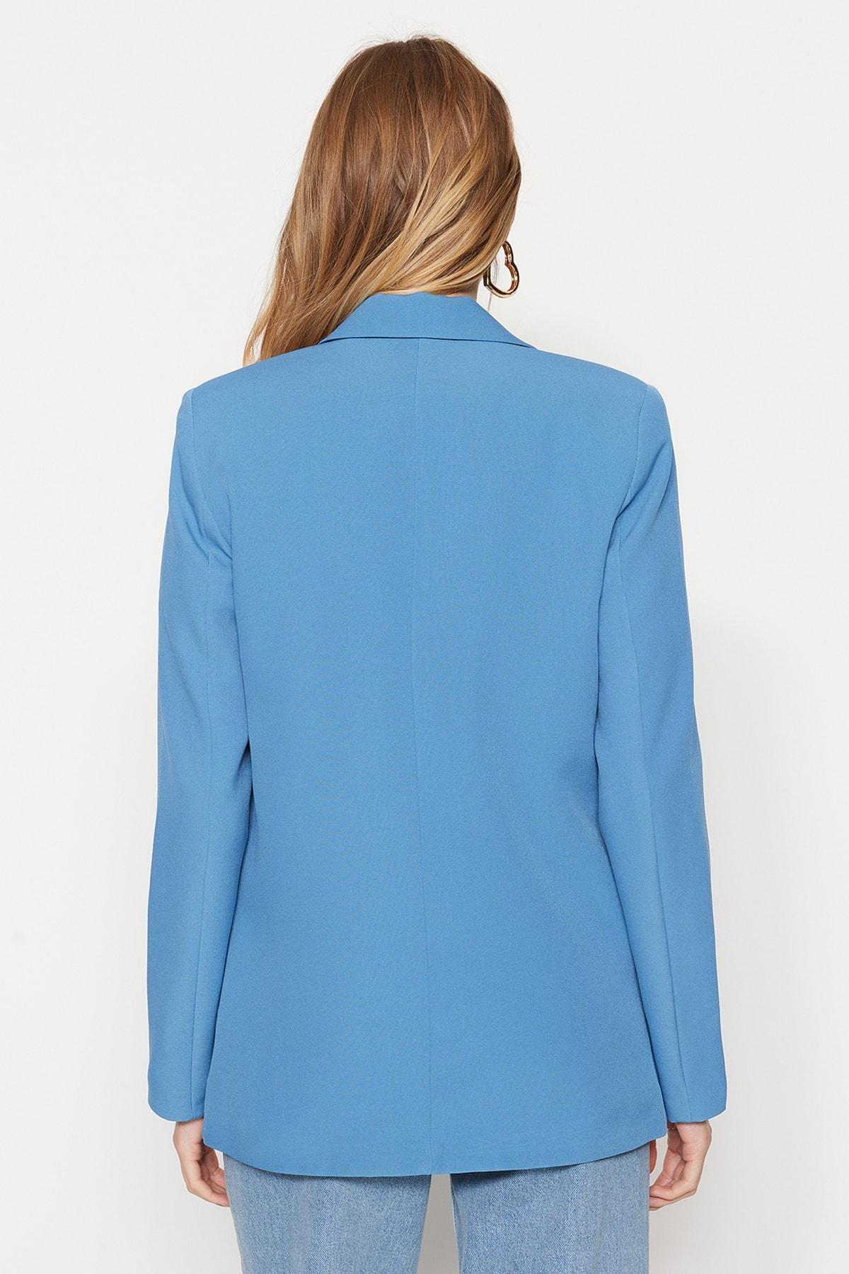 Trendyol - Blue Lapel Collar Blazer