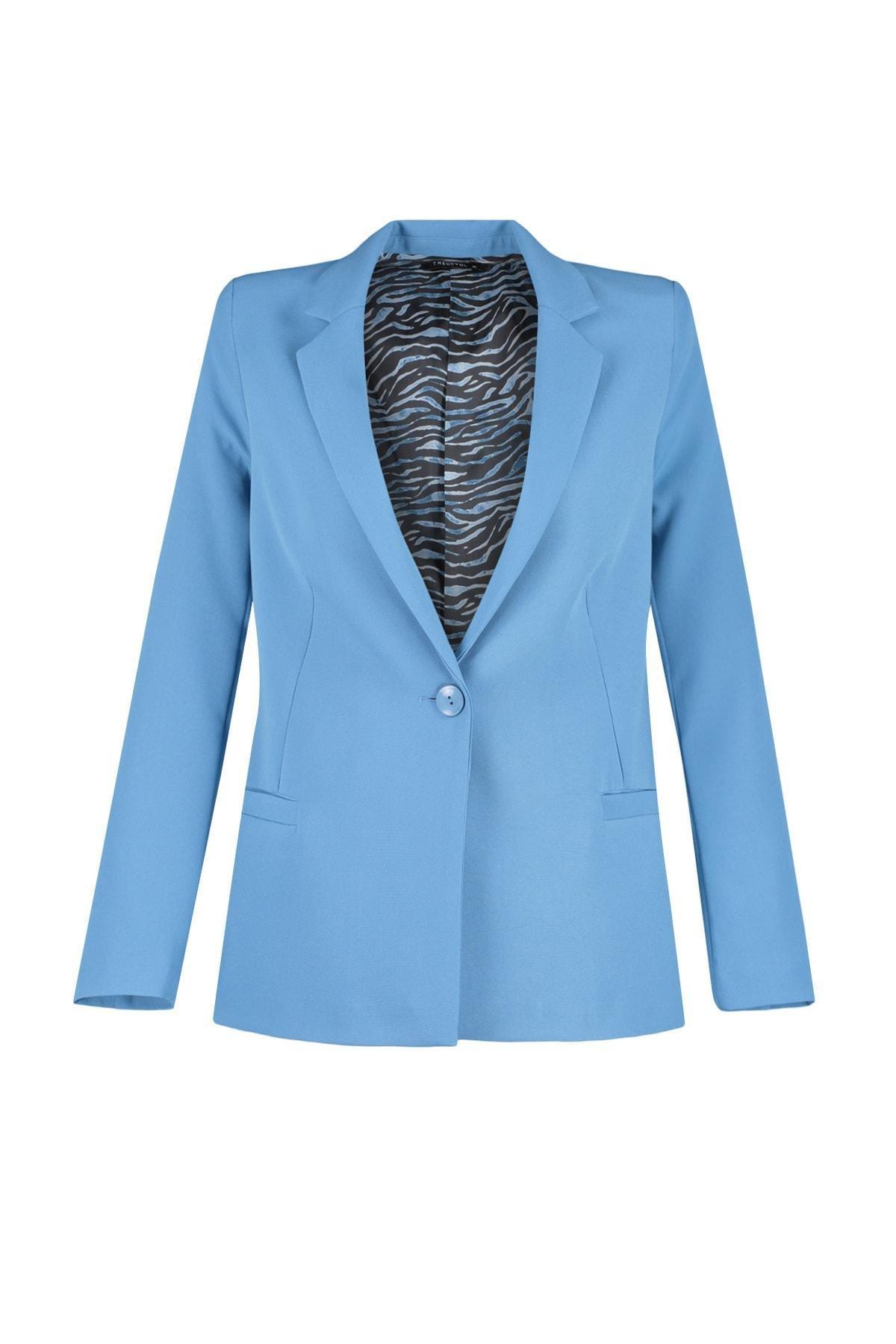 Trendyol - Blue Lapel Collar Blazer