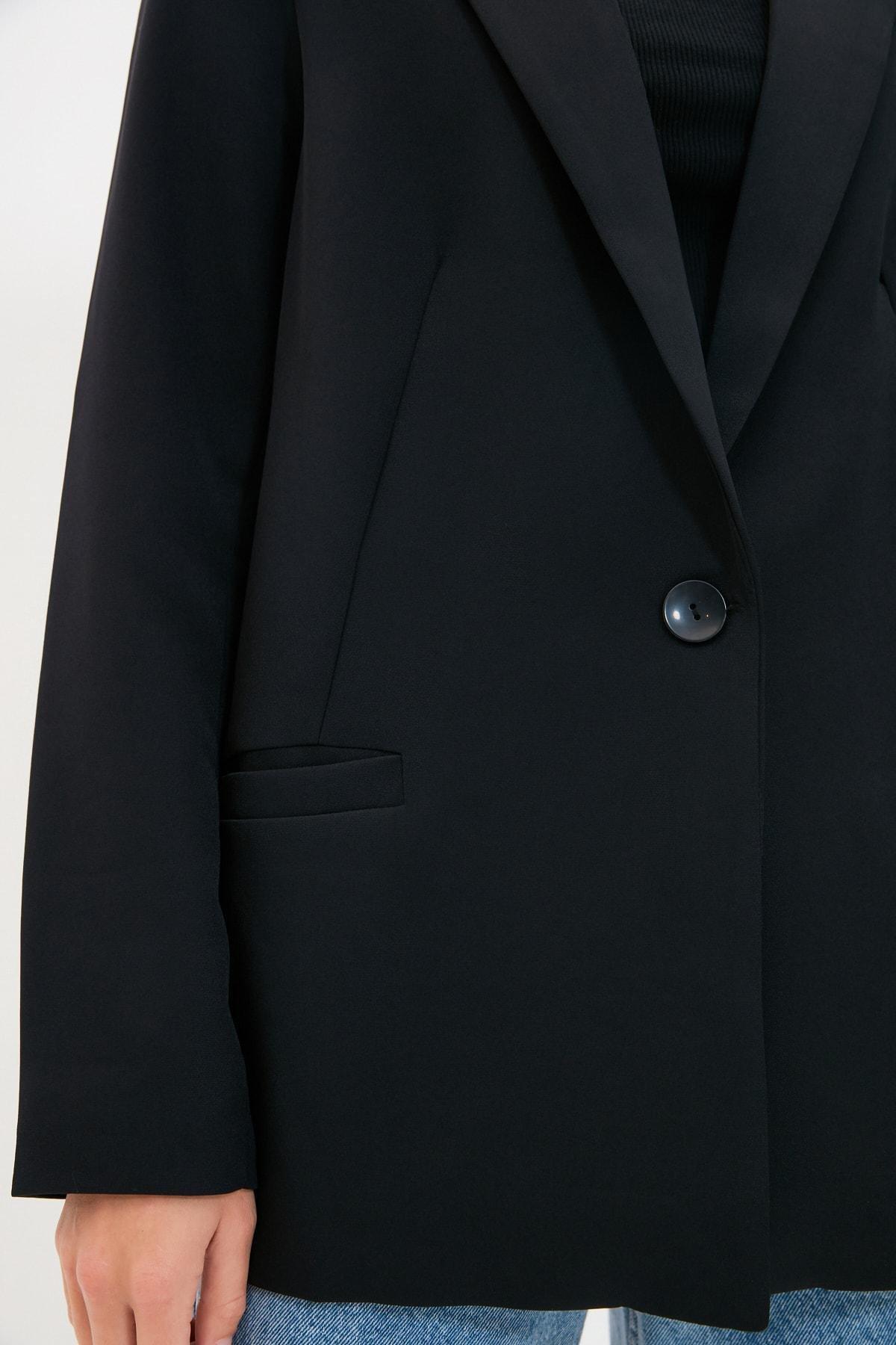 Black Double Breasted Blazer, Black, large image number 3