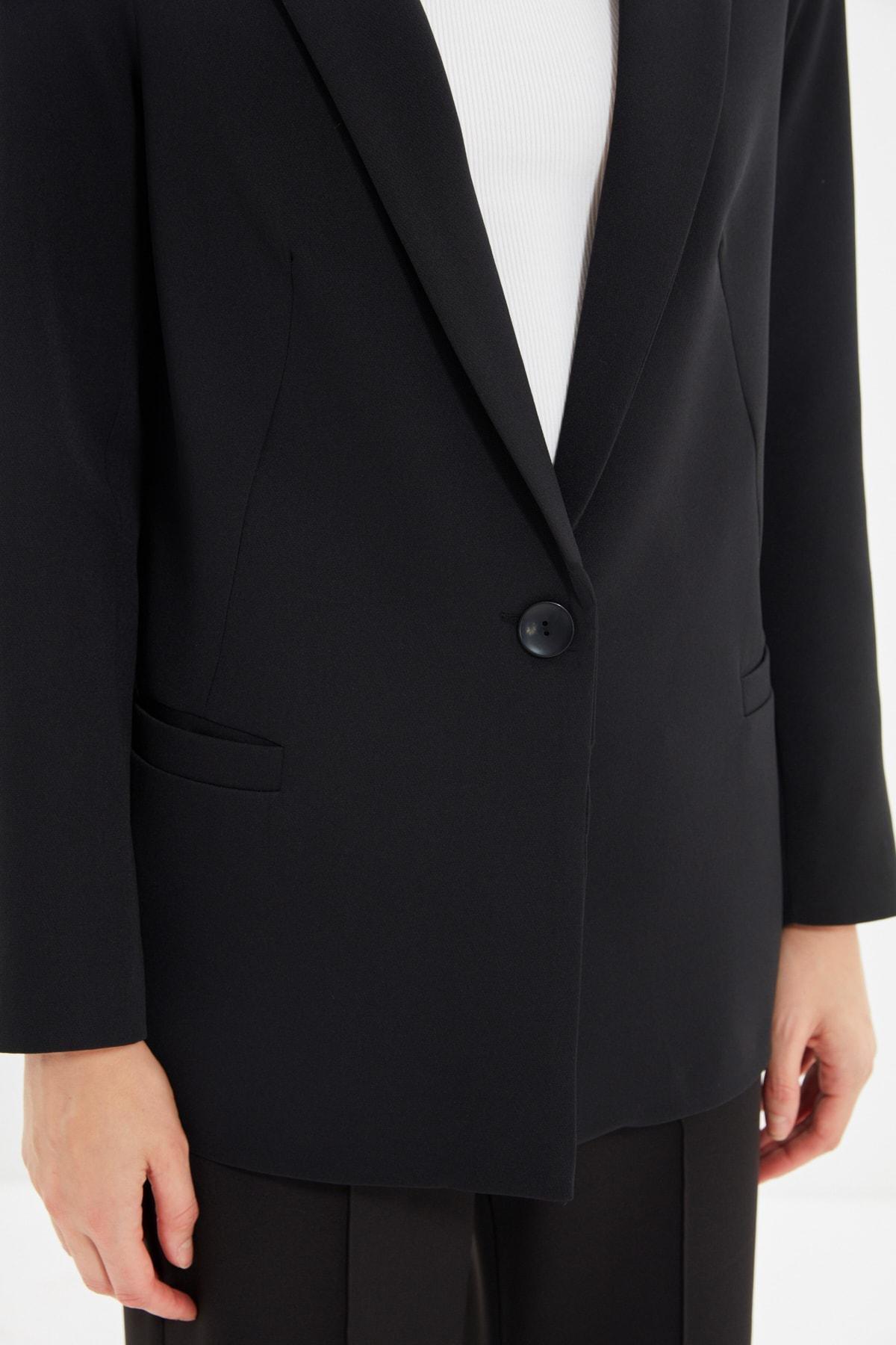 Black Double Breasted Blazer, Black, large image number 8