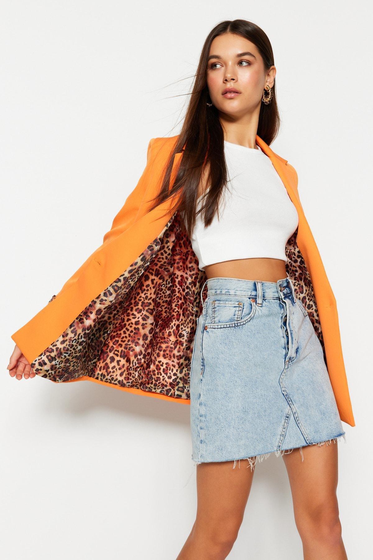 Orange Double Breasted Blazer, , large image number 0
