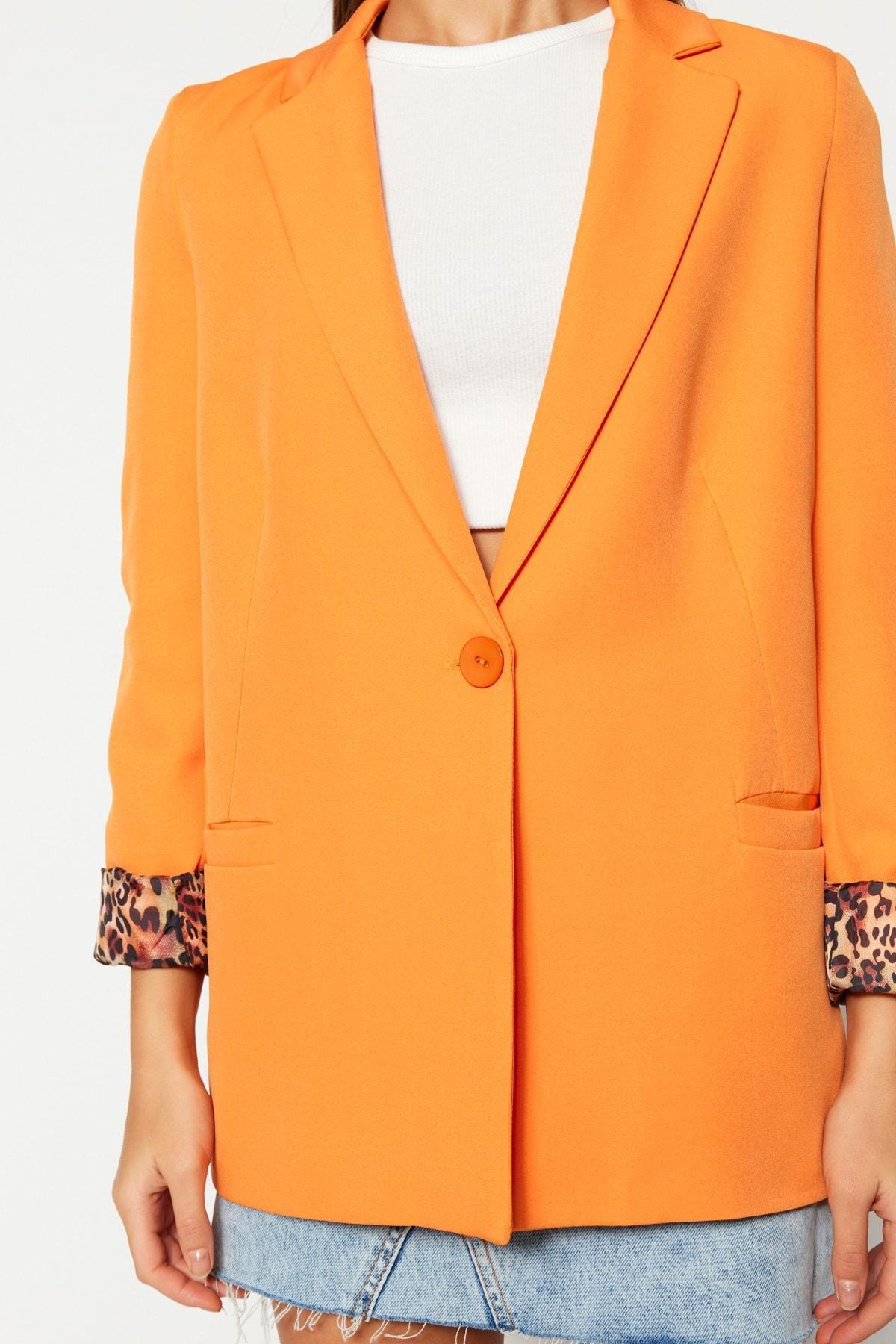 Orange Double Breasted Blazer, , large image number 3