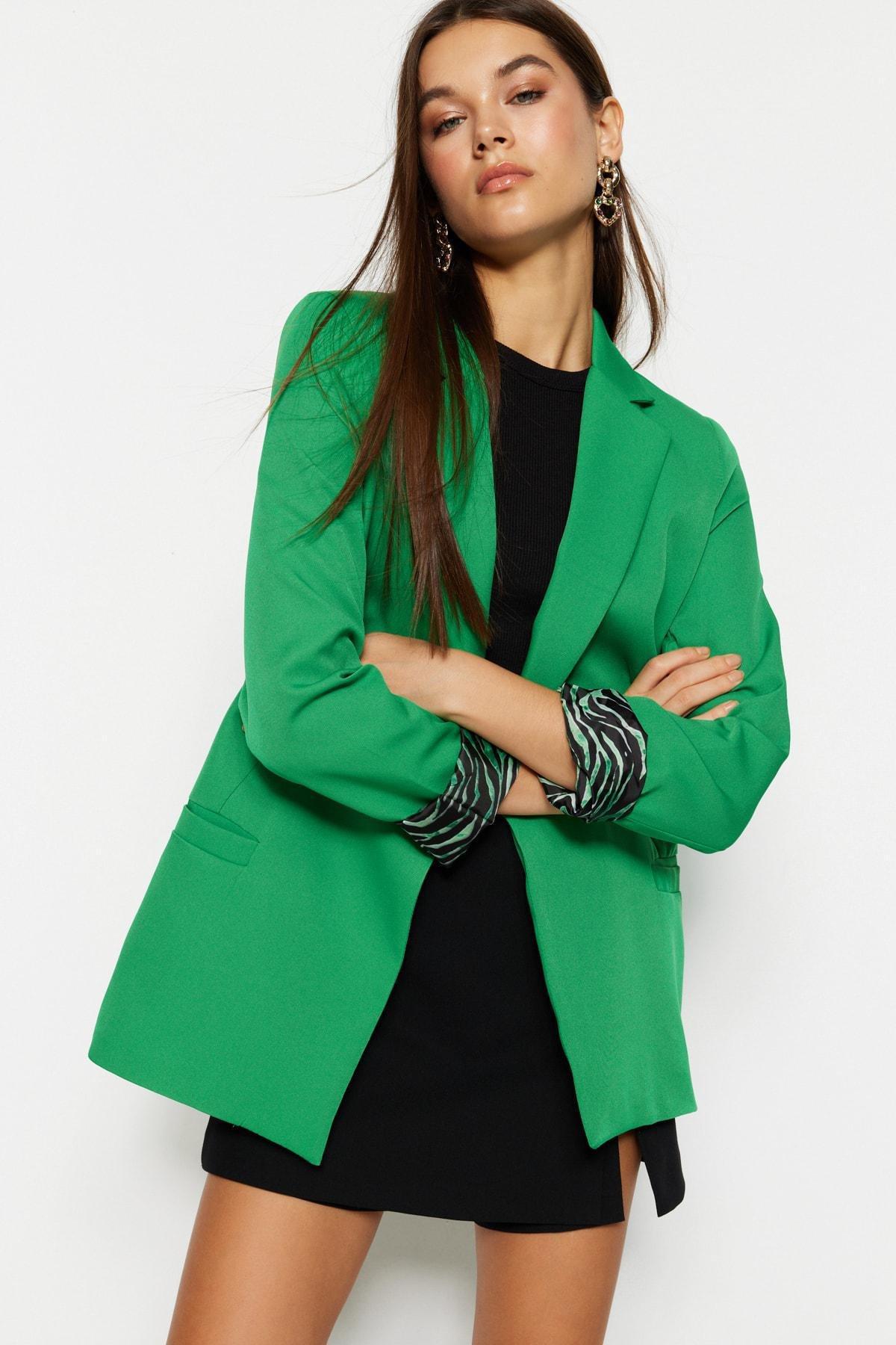 Grey Plain Blazer, , large image number 1