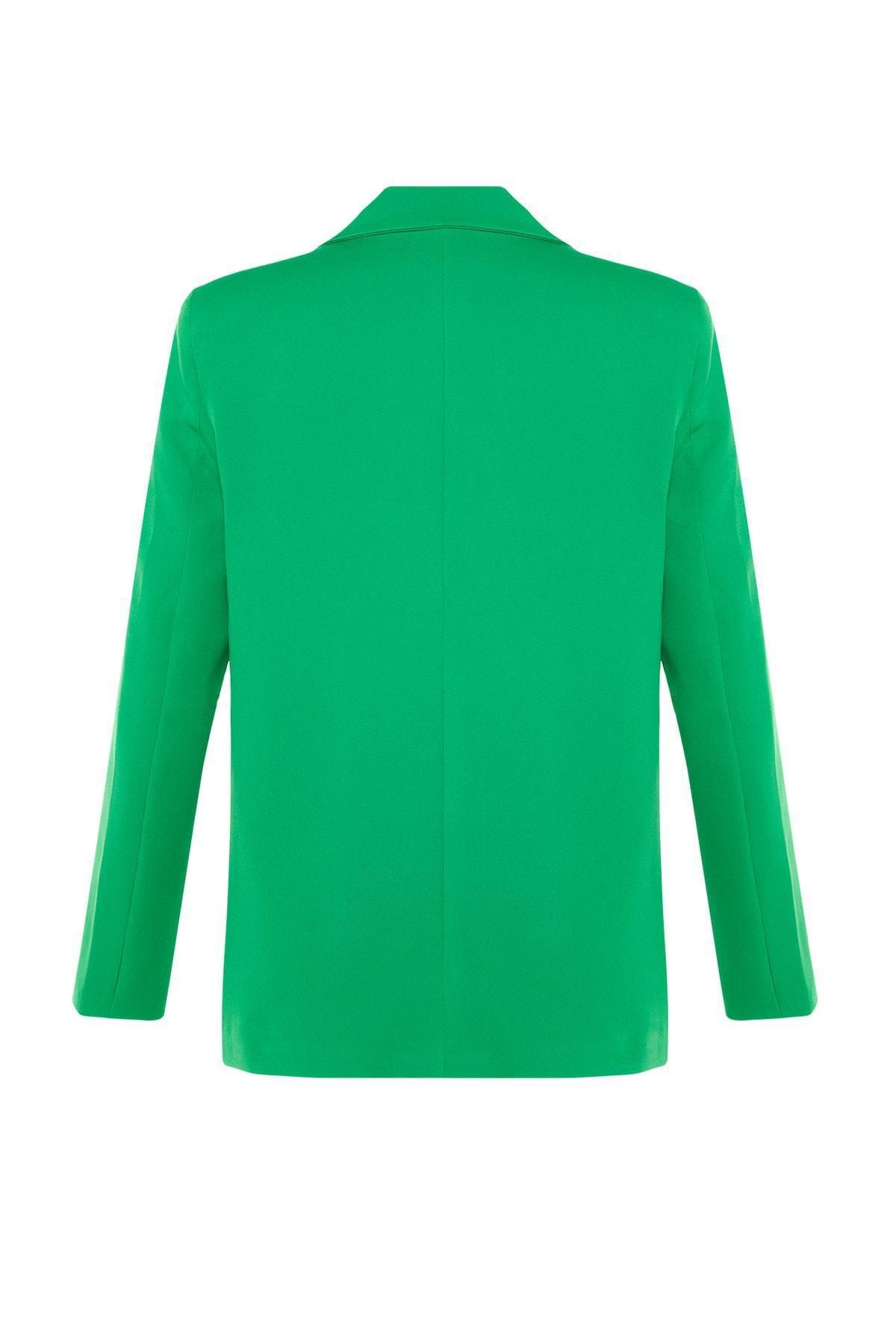 Grey Plain Blazer, Green, large image number 14