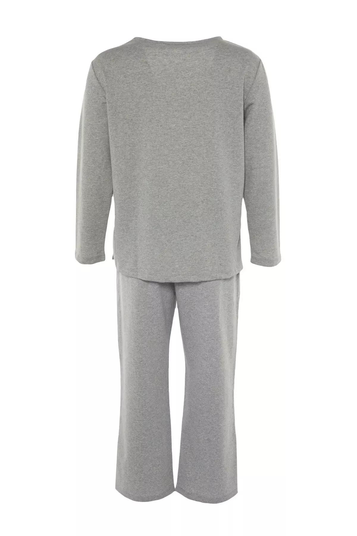 Grey Plus Size Pyjama Co-Ord Set, Gray, large image number 5