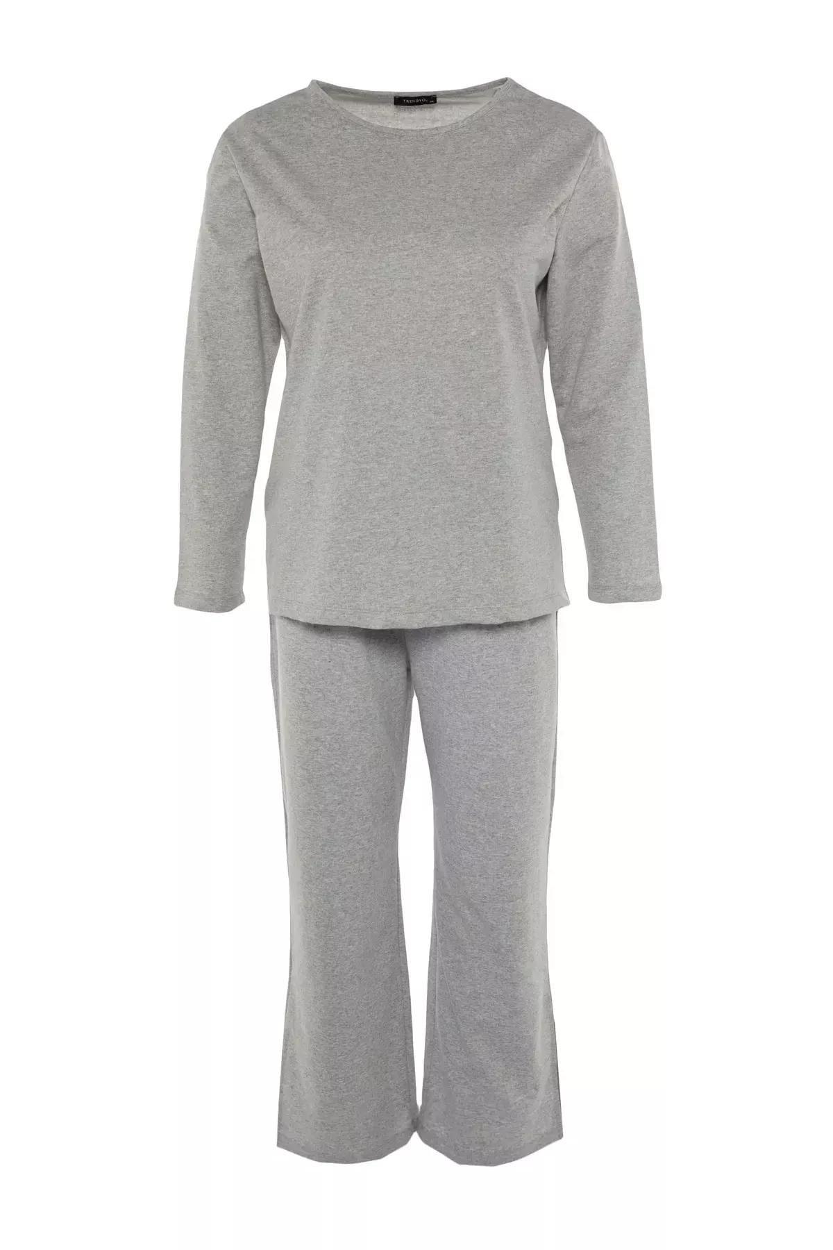 Grey Plus Size Pyjama Co-Ord Set, Gray, large image number 6