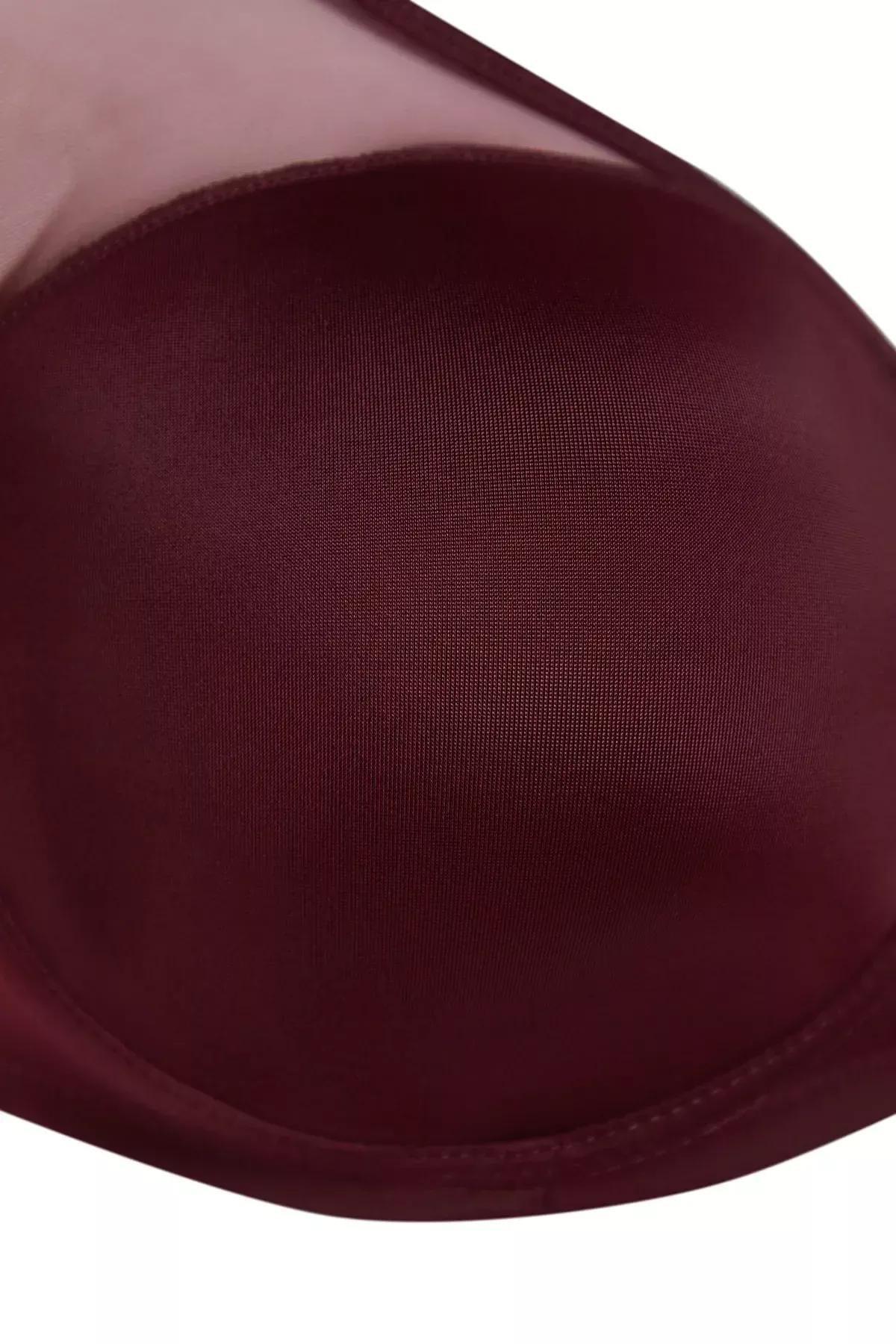 Burgundy Plain Plus Size Bra, Burgundy, large image number 5