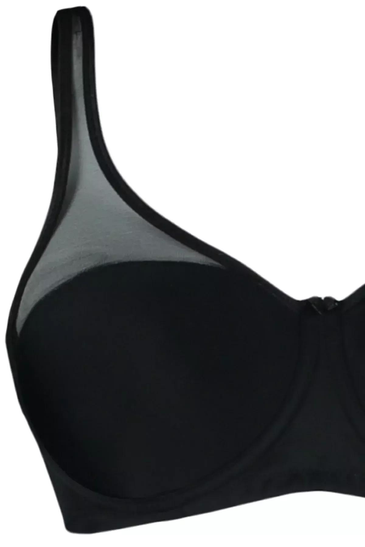Ecru Plain Plus Size Bra, Black, large image number 5
