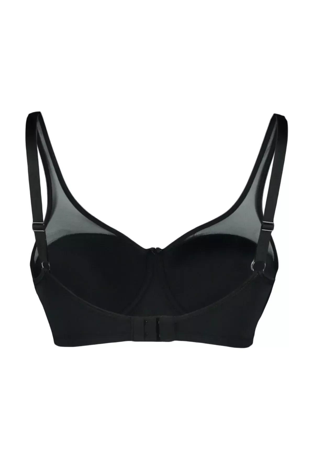 Ecru Plain Plus Size Bra, Black, large image number 6