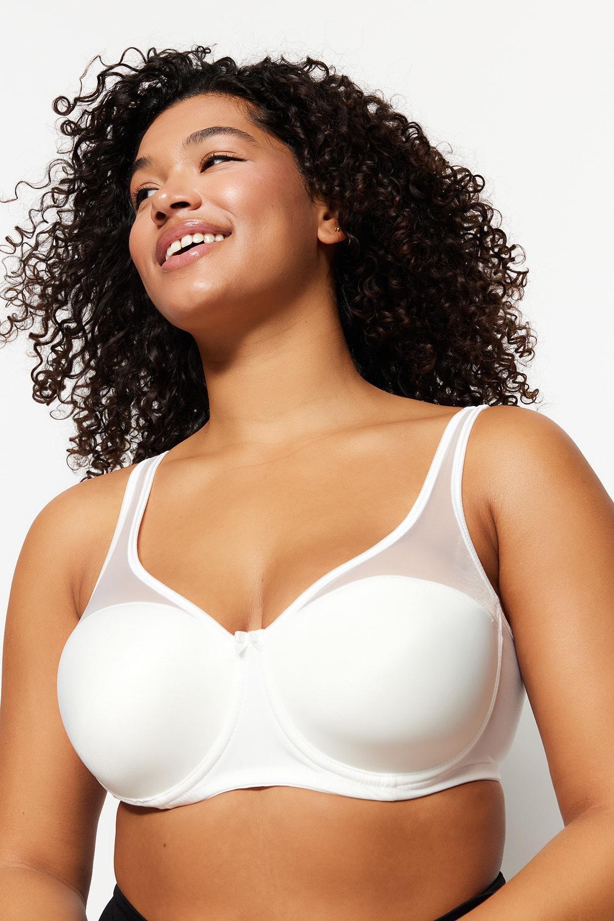 Ecru Plain Plus Size Bra, , large image number 1