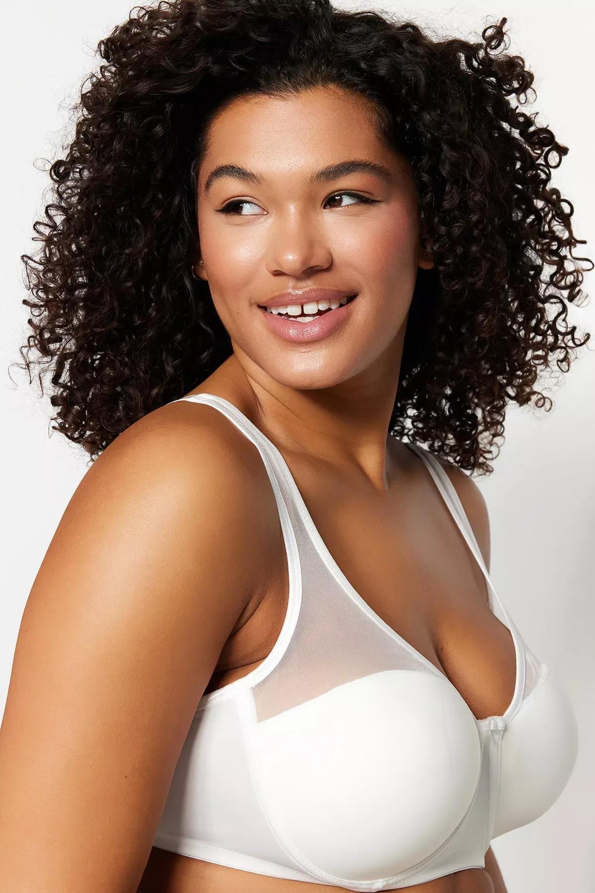Ecru Plain Plus Size Bra, , large image number 4