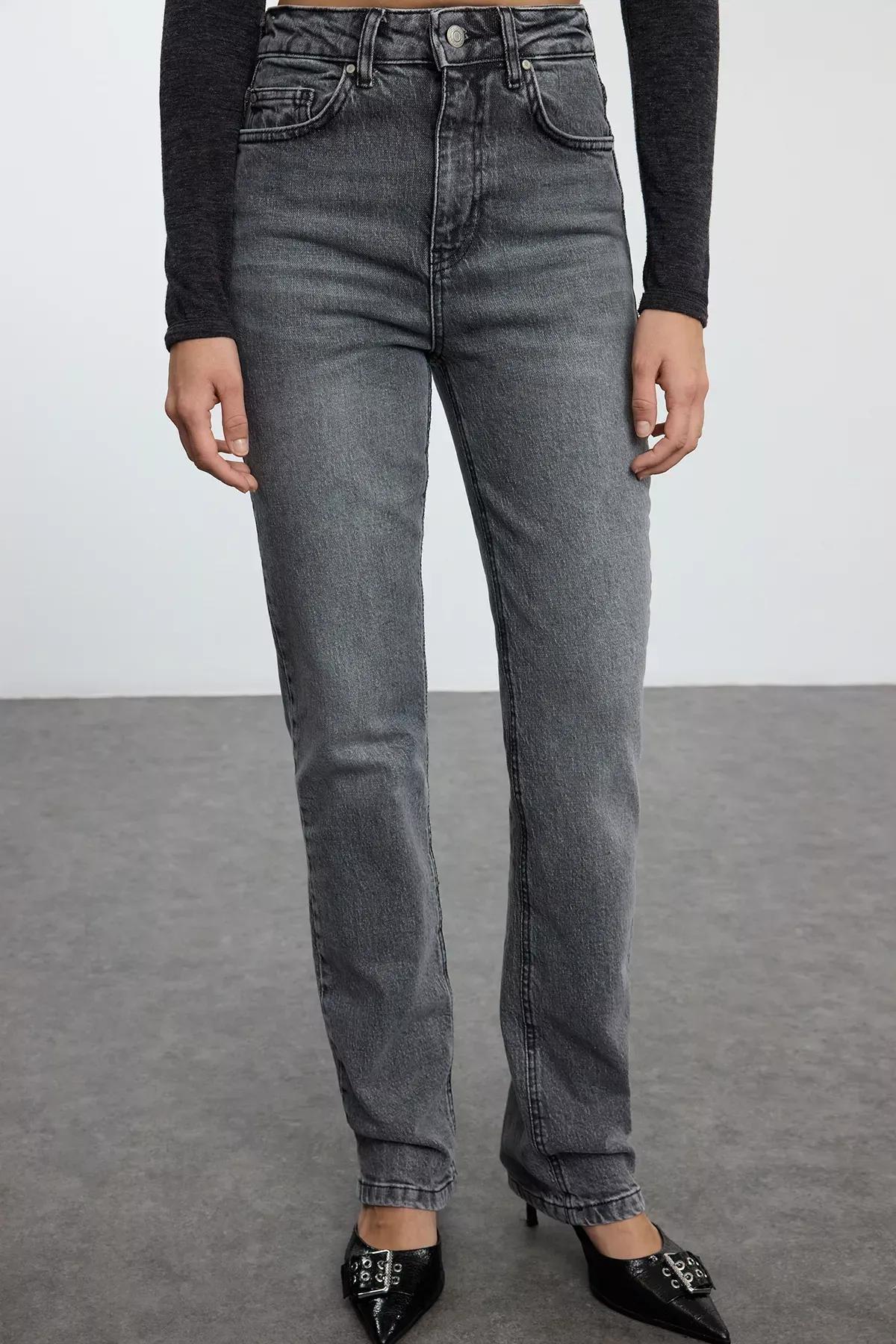 Grey High-Waist Flare Jeans, , large image number 2