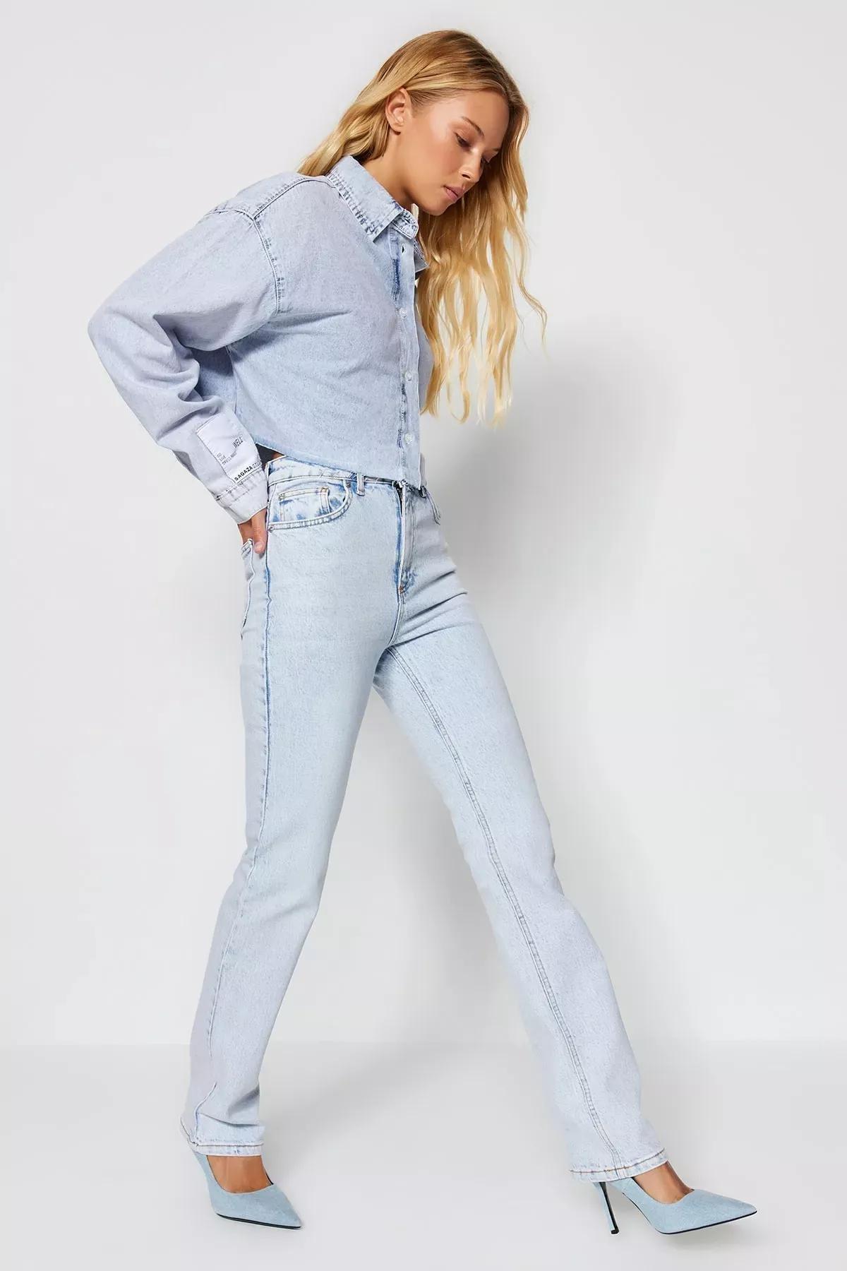 Blue Bootcut Jeans, Blue, large image number 1