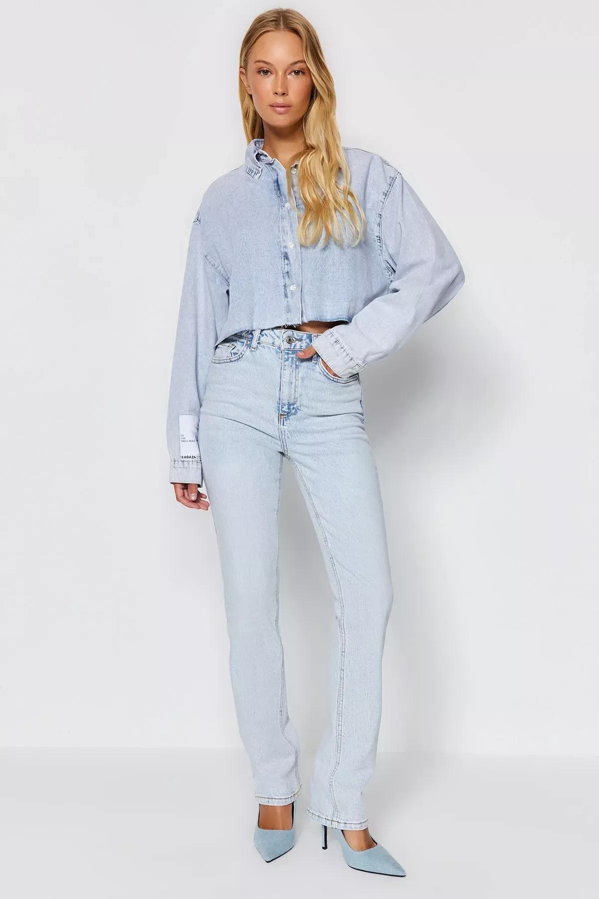 Blue Bootcut Jeans, , large image number 4