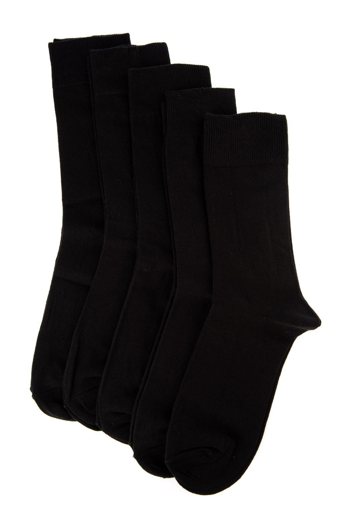 Black Socks, Set Of 5, Black, large image number 0