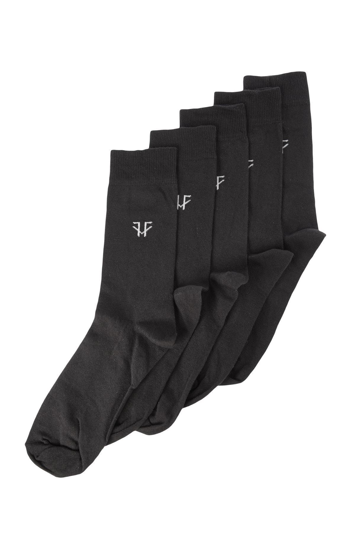Black Printed Socks, Set Of 5, , large image number 0