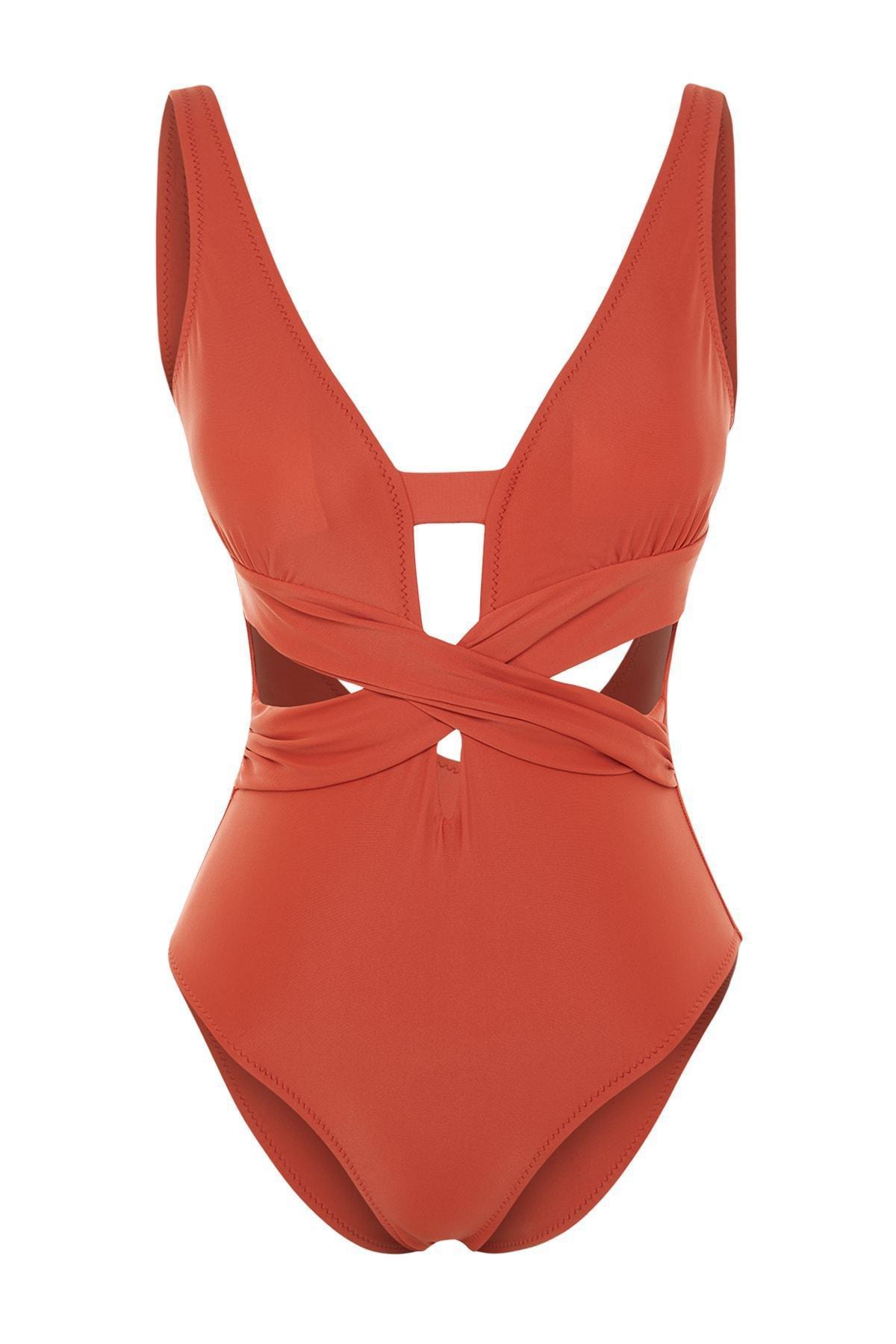 Brown Plain Swimsuit, , large image number 6