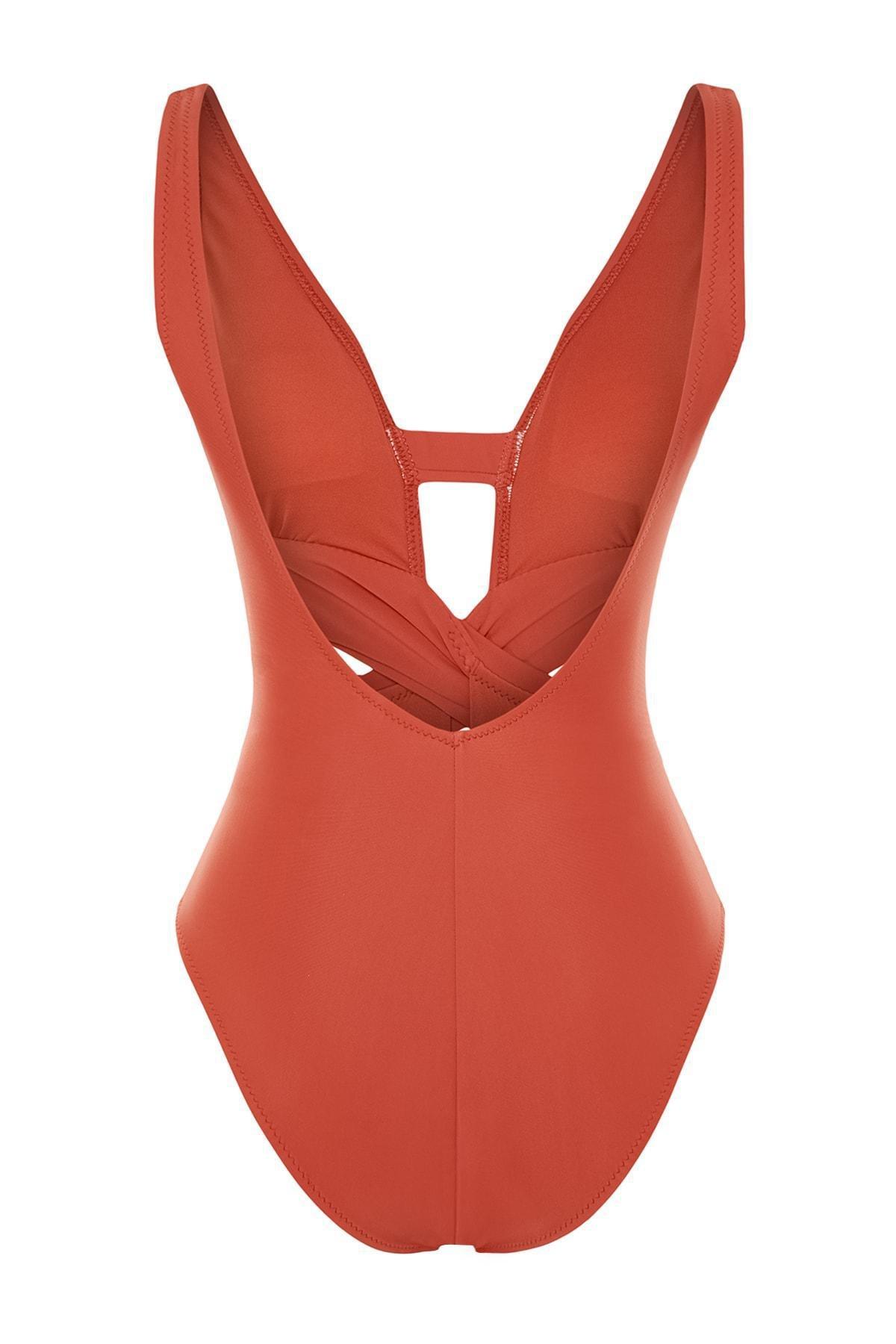 Brown Plain Swimsuit, , large image number 9