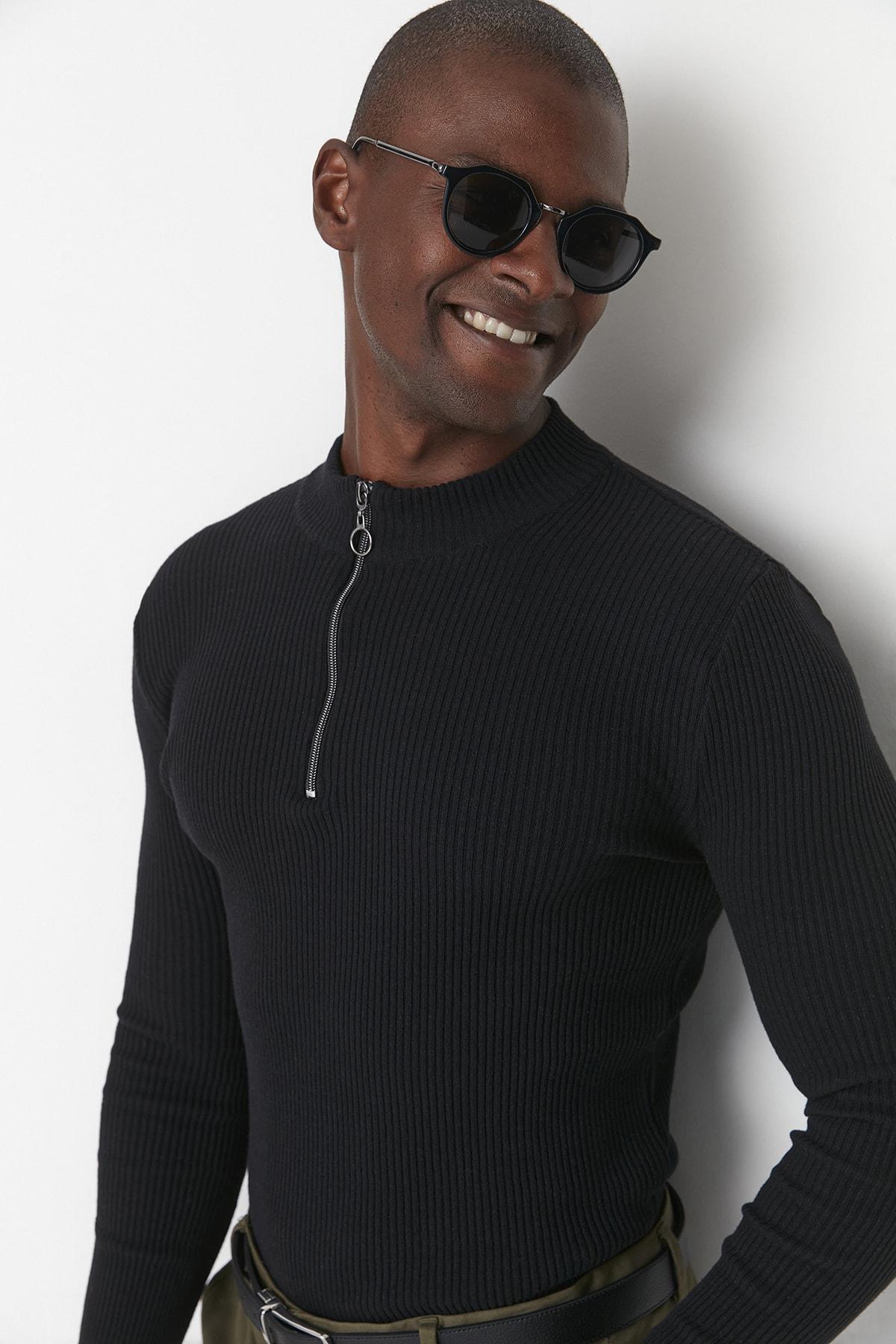 Black Slim Sweater, , large image number 0
