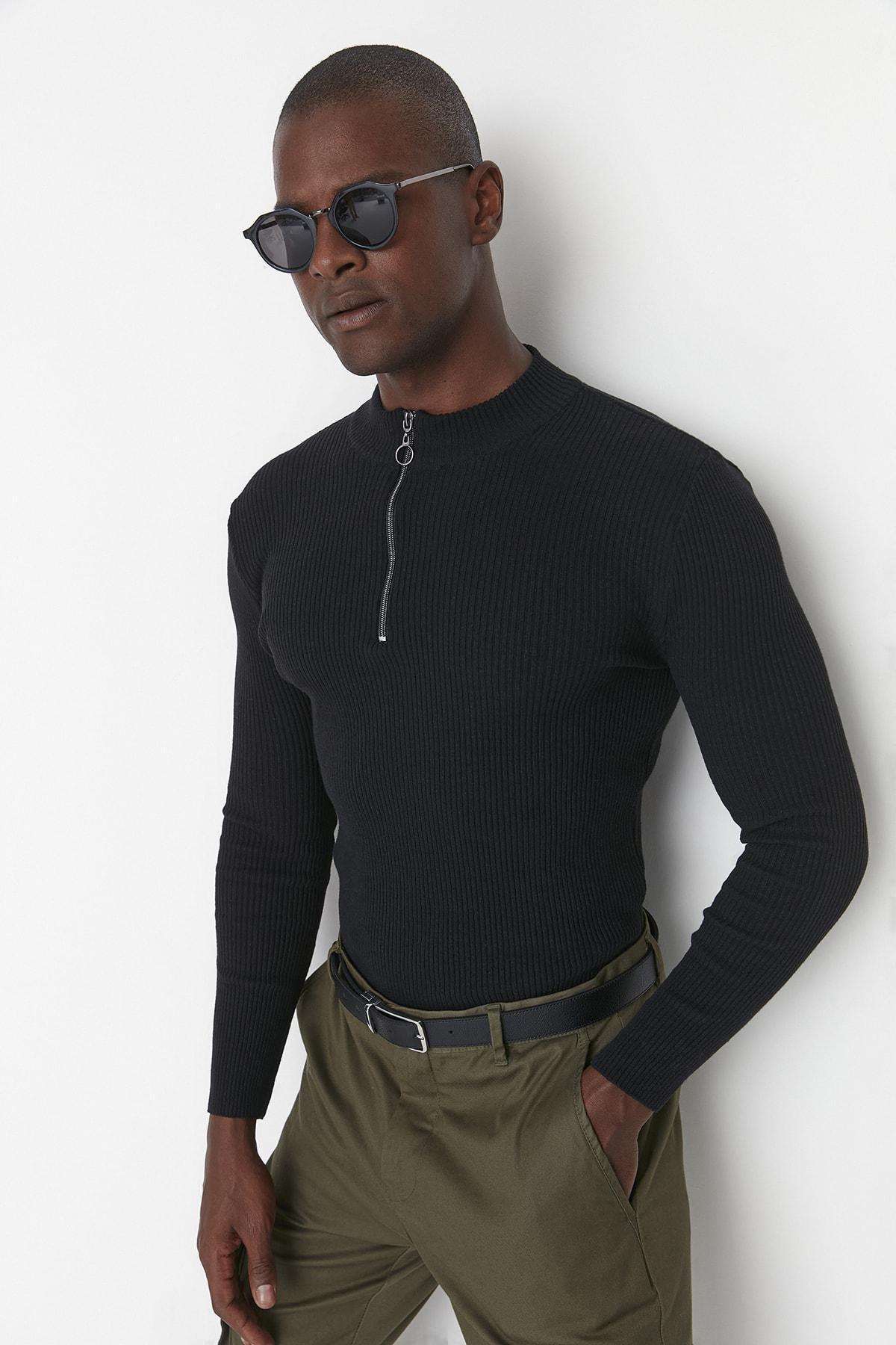Black Slim Sweater, , large image number 1