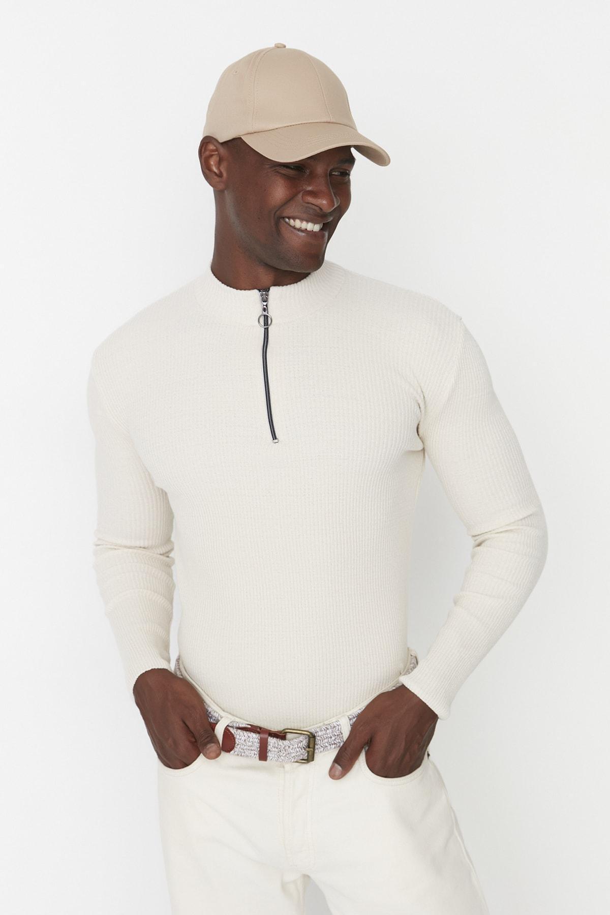 White Slim Sweater, Ecru, large image number 0