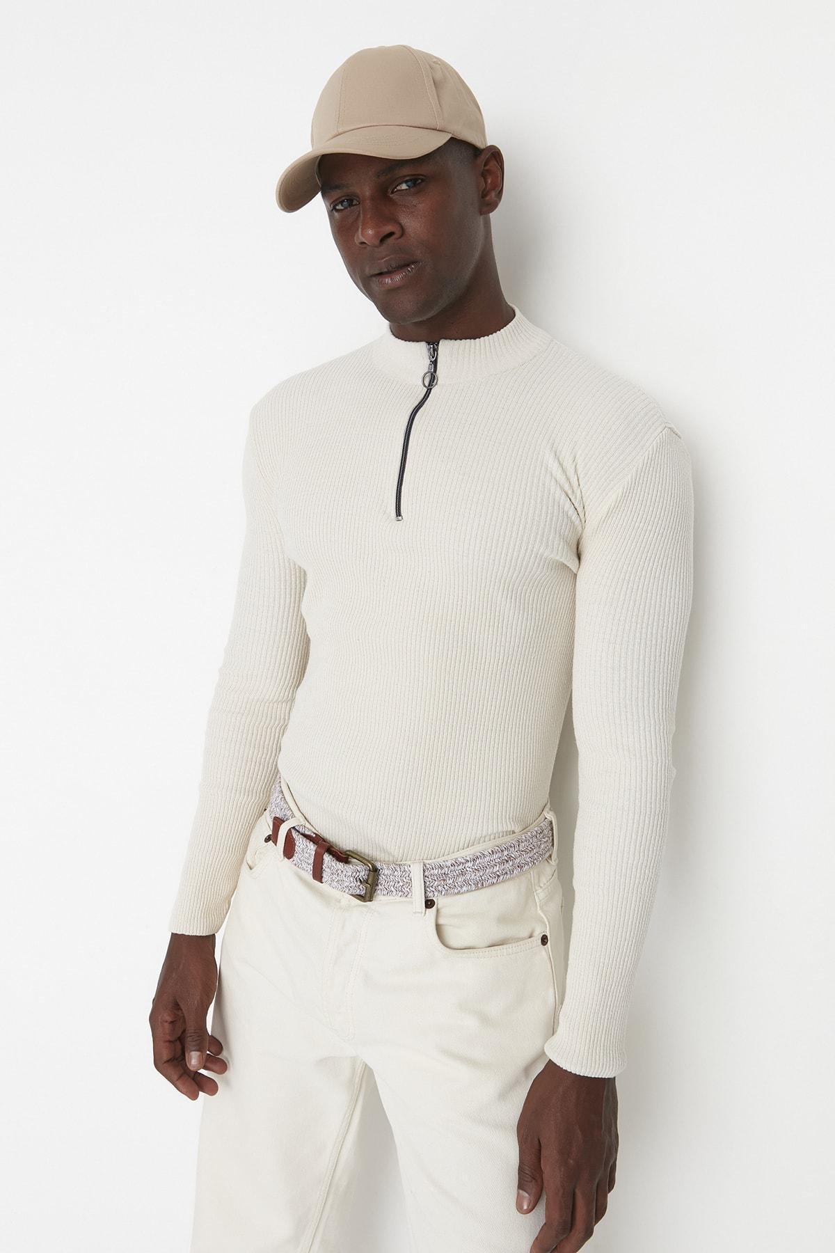 White Slim Sweater, Ecru, large image number 1