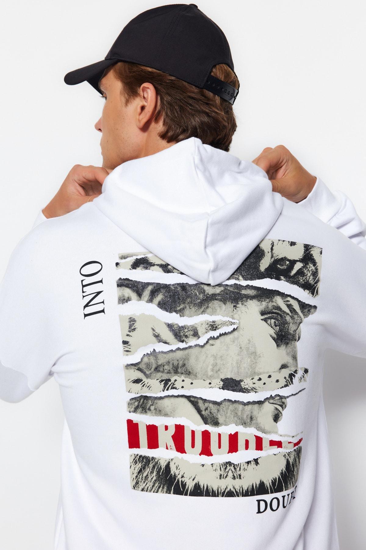 White Hooded Sweatshirt, , large image number 1