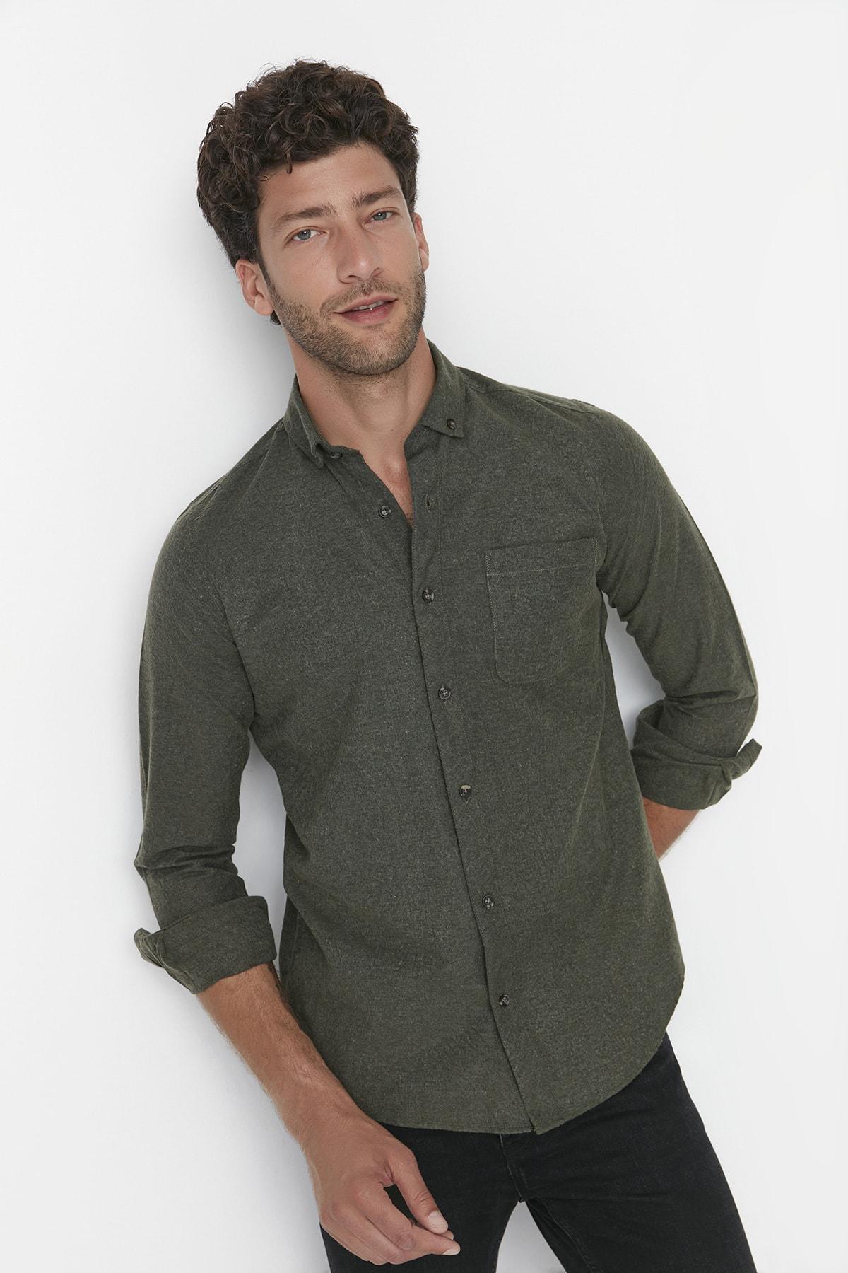 Green Slim Fit Single Pocket-Shirt, , large image number 1