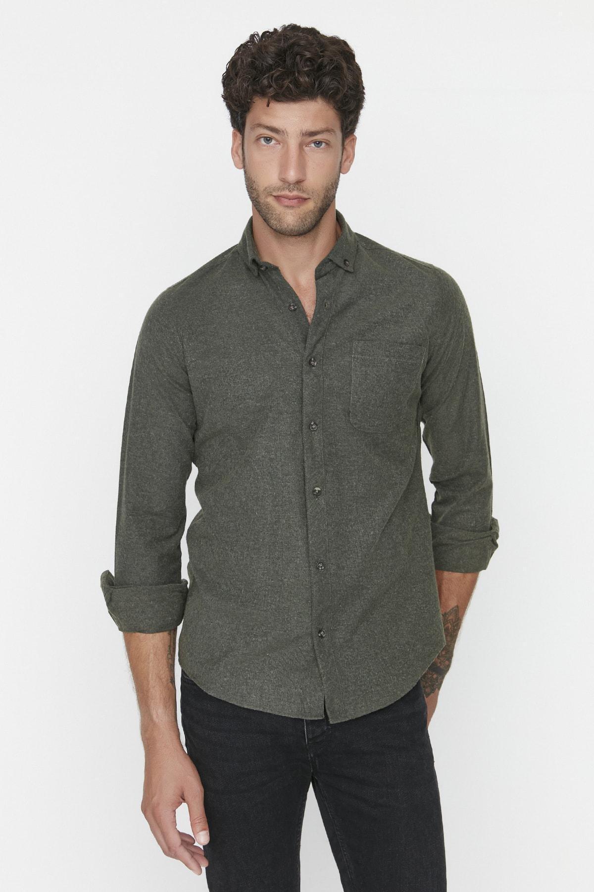 Green Slim Fit Single Pocket-Shirt, , large image number 2