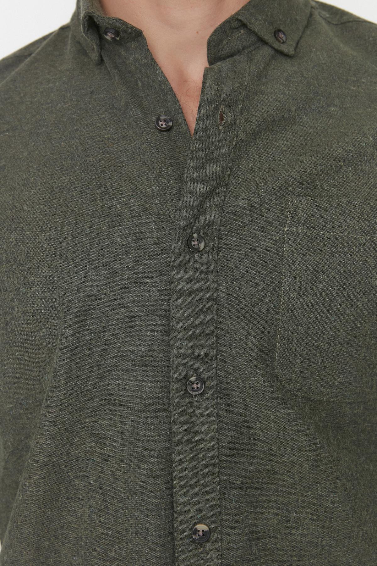 Green Slim Fit Single Pocket-Shirt, , large image number 3