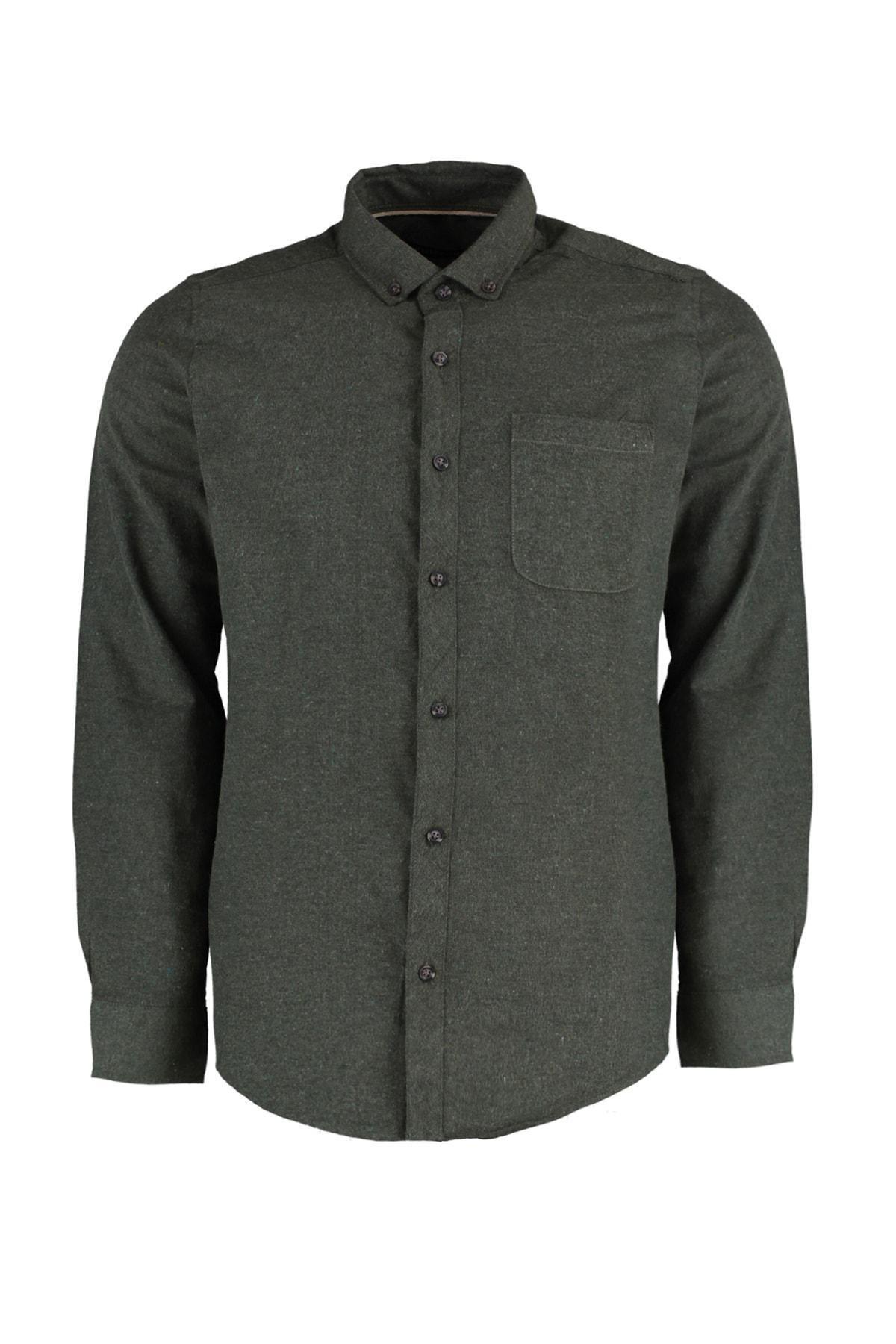 Green Slim Fit Single Pocket-Shirt, , large image number 5