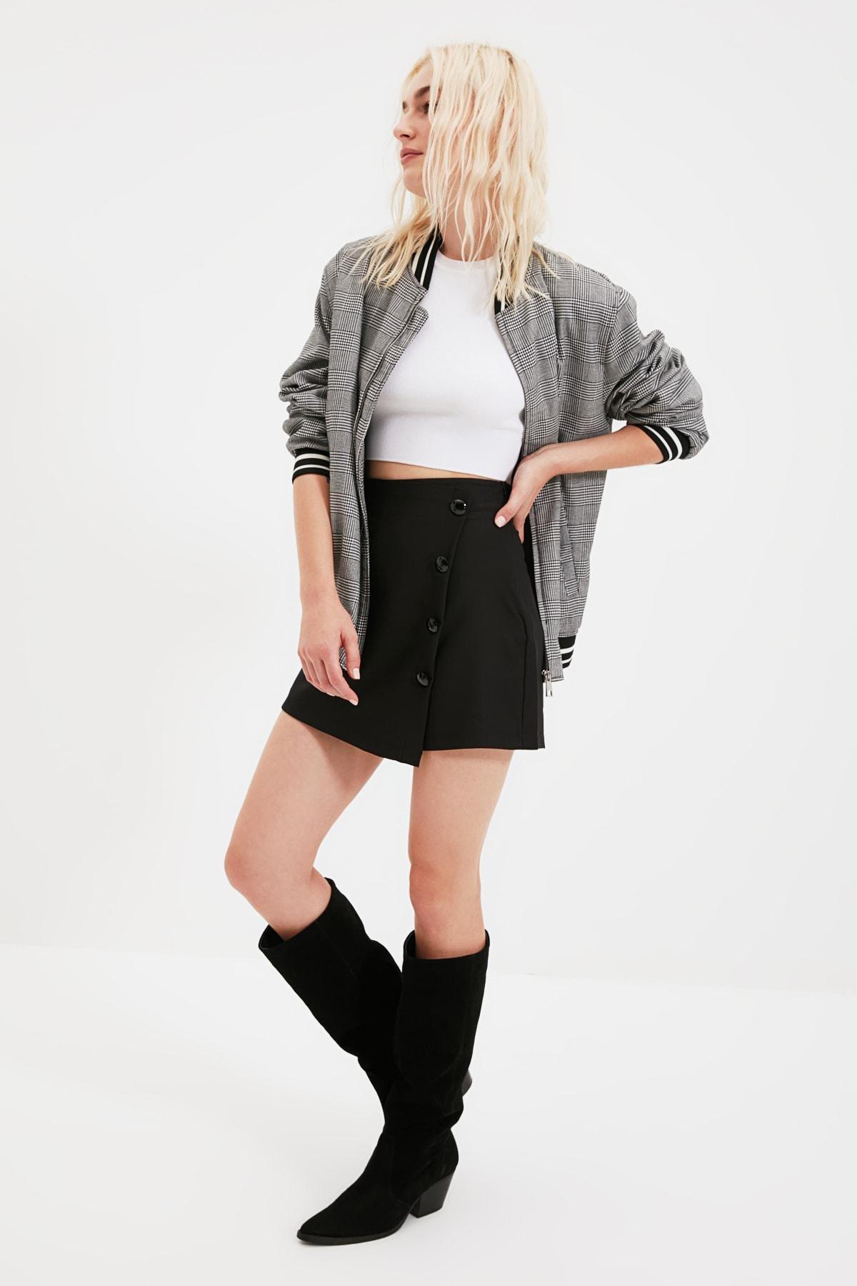 Black High Waist Shorts, , large image number 1