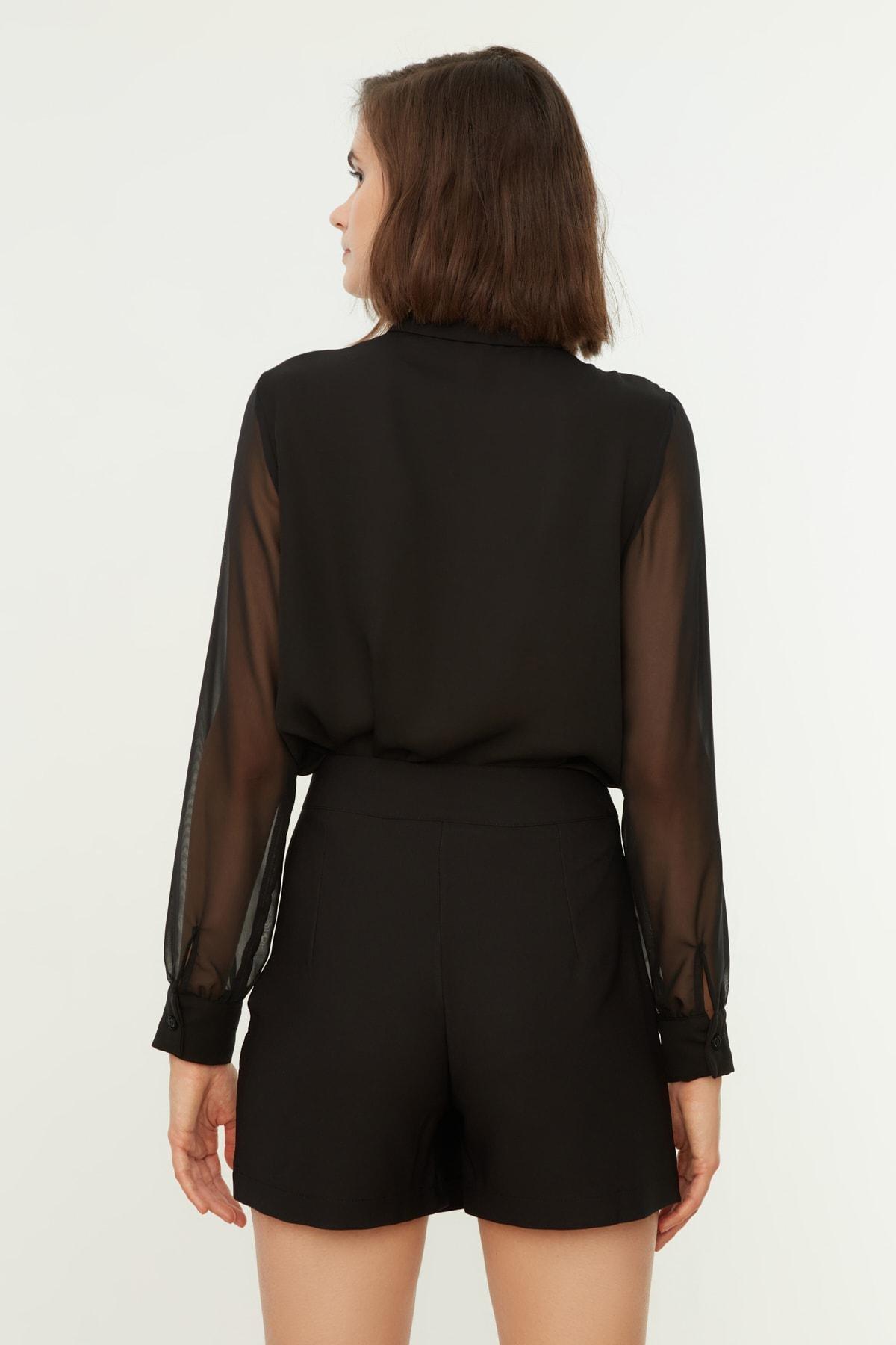 Black High Waist Shorts, , large image number 8