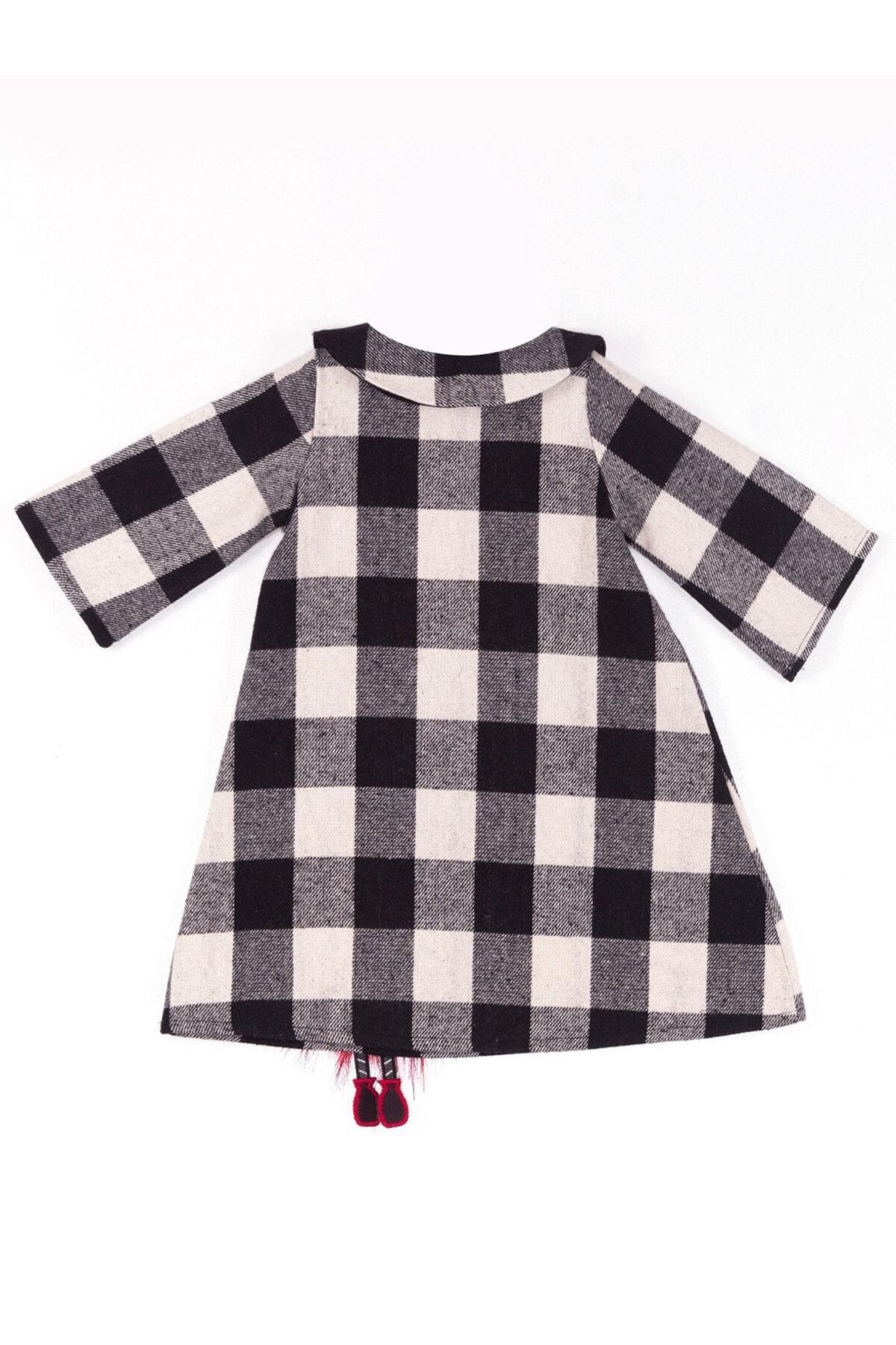 Denokids - Black Striped Plaid Dress, Kids Girls