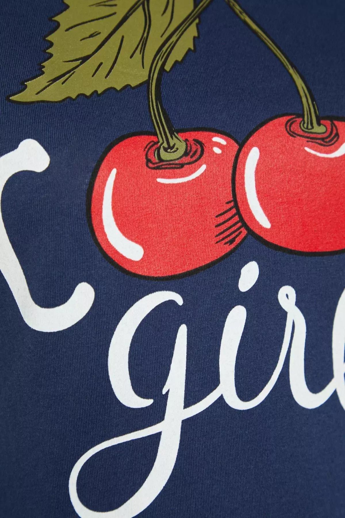 Navy Print Fitted Pajama Set, Dark blue, large image number 5