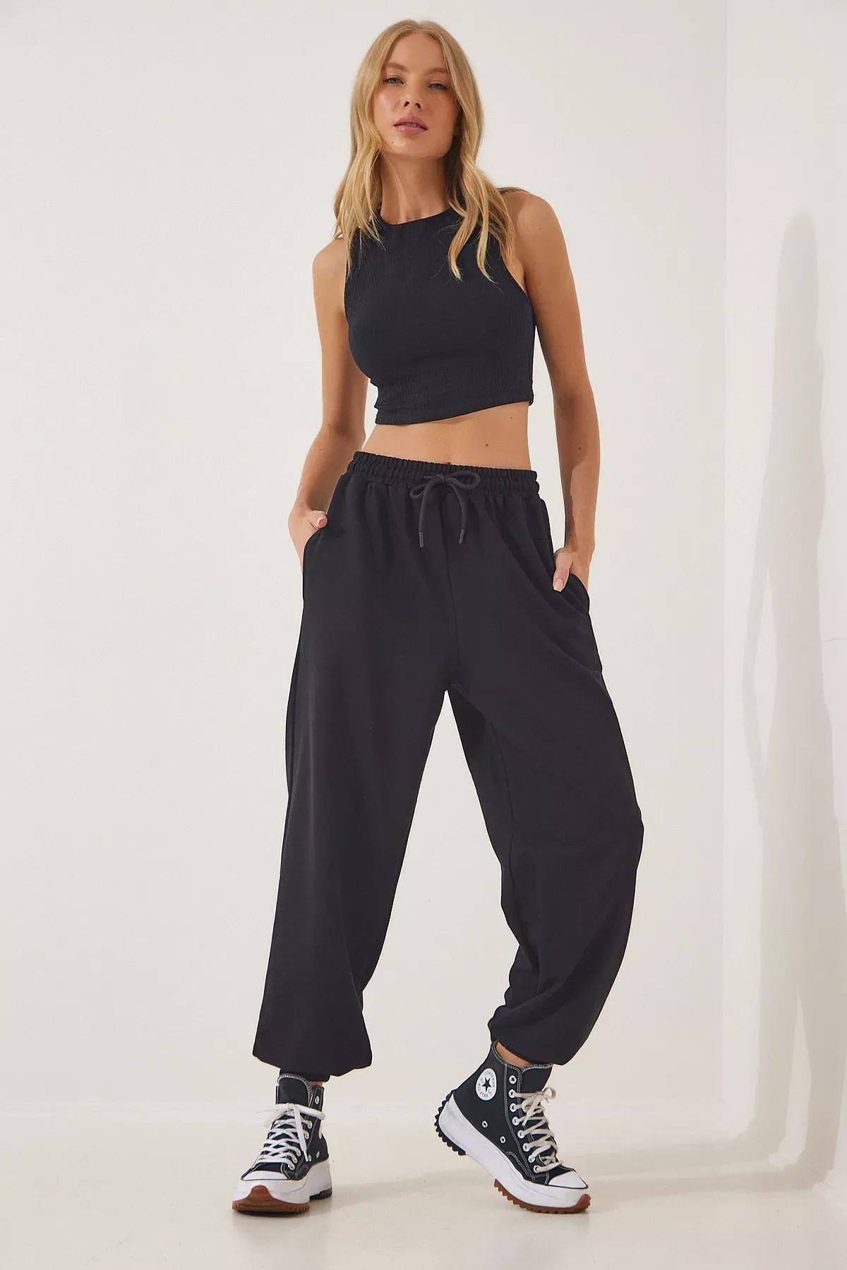 بنطال رياضي، أسود, BLACK, medium