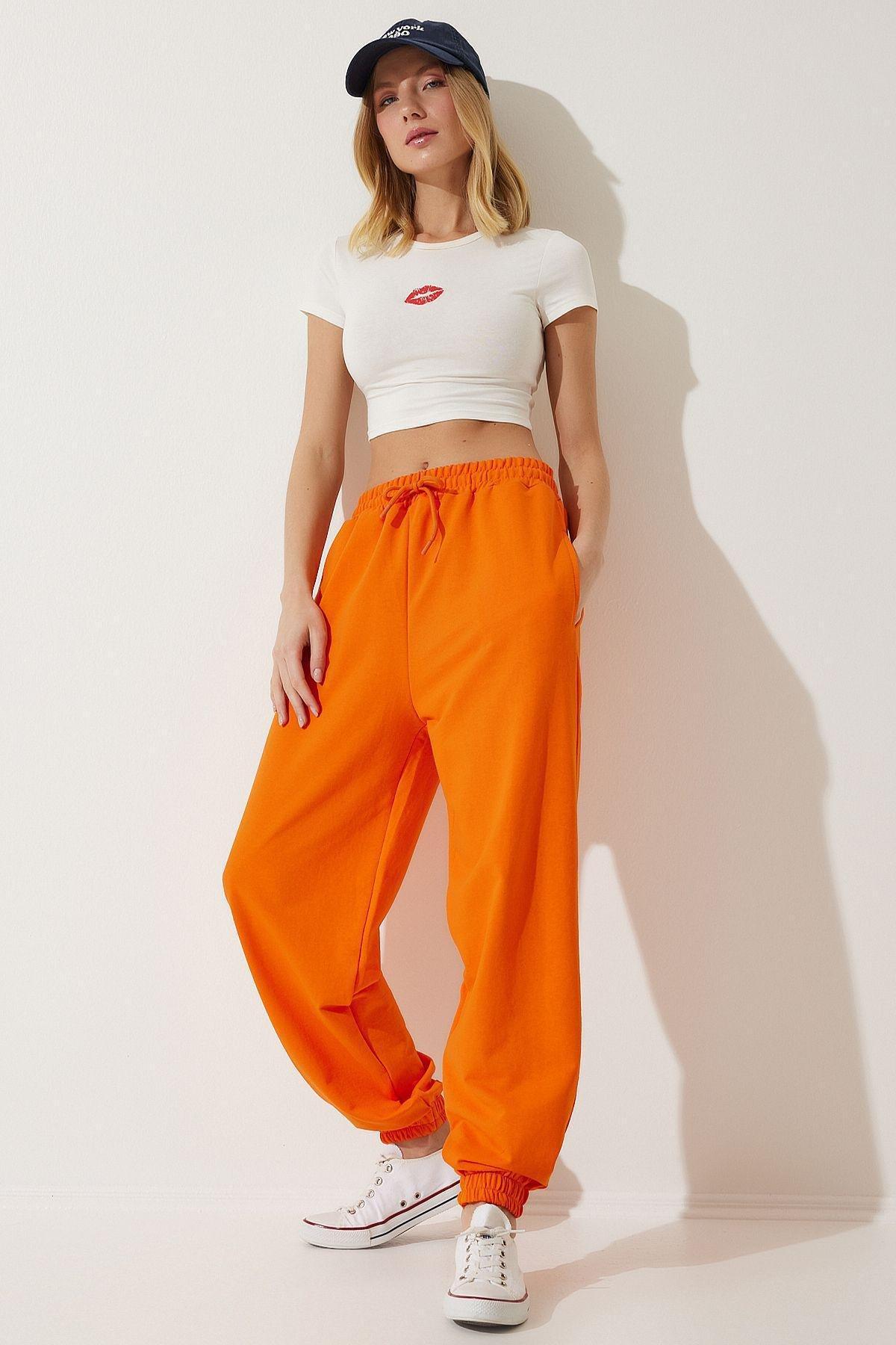Womens Orange Baggy Jogging Sweatpants AP00158, single, Orange, large image number 0