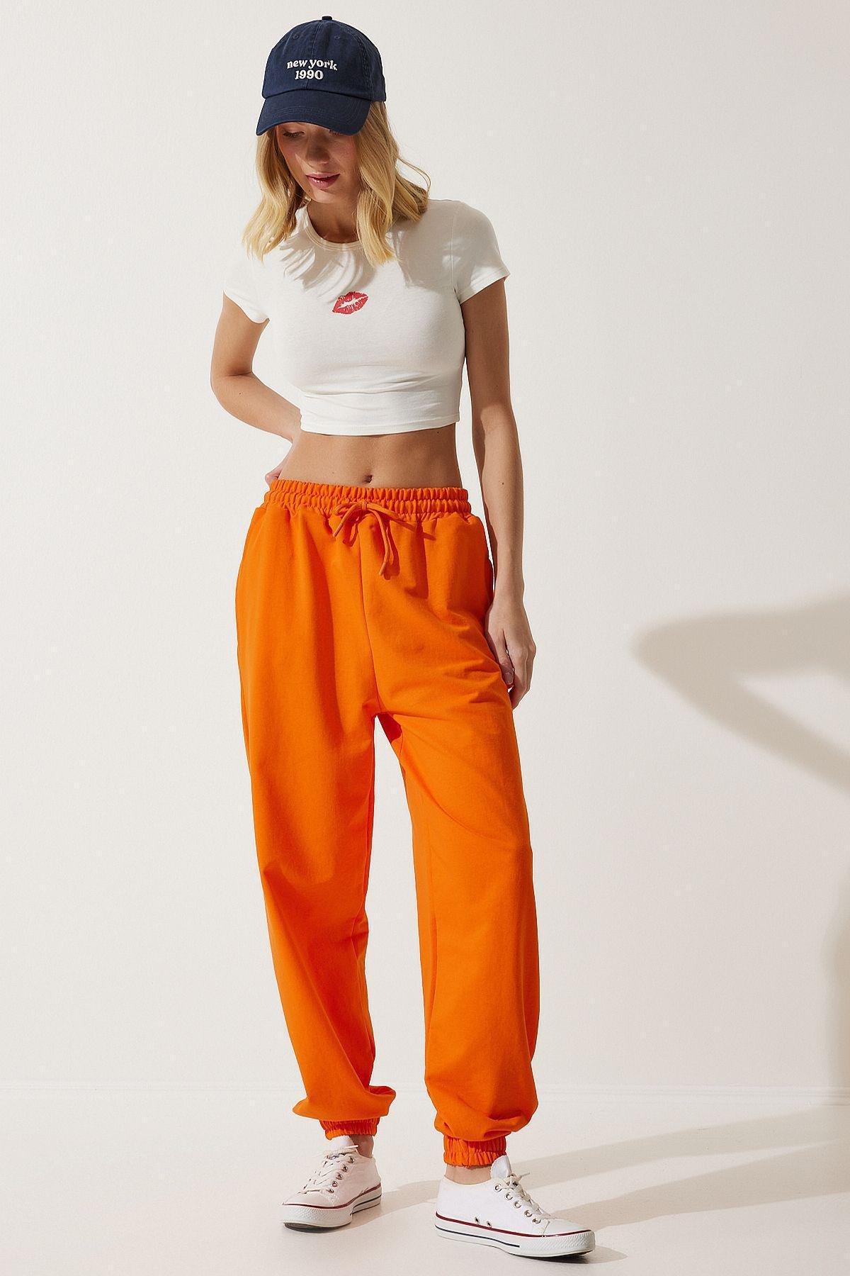 Womens Orange Baggy Jogging Sweatpants AP00158, single, Orange, large image number 1