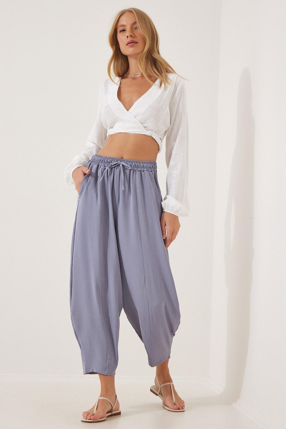 بنطال بقصة كاروت بخصر متوسط الارتفاع، رمادي, Grey, large image number 0